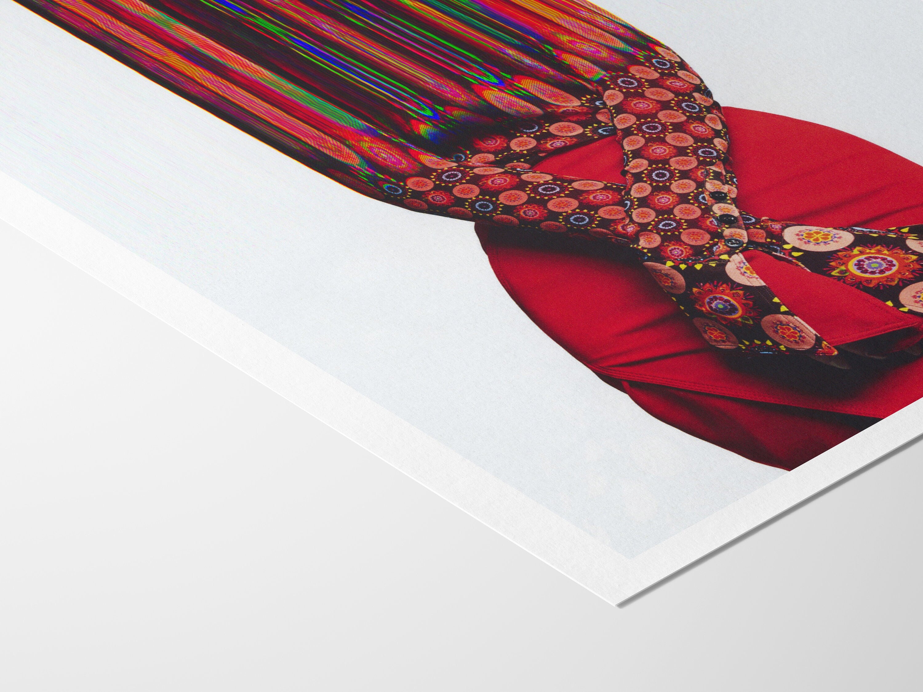 Vibrant Abstract Fashion Portrait Wall Art - Surreal Colorful Glitch Aesthetic for Modern Home Decor | Untitled (134) Giclée Print