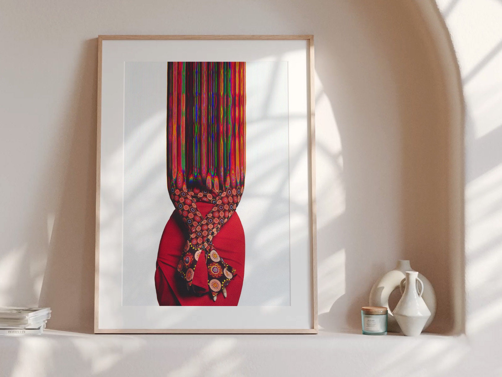 Vibrant Abstract Fashion Portrait Wall Art - Surreal Colorful Glitch Aesthetic for Modern Home Decor | Untitled (134) Giclée Print