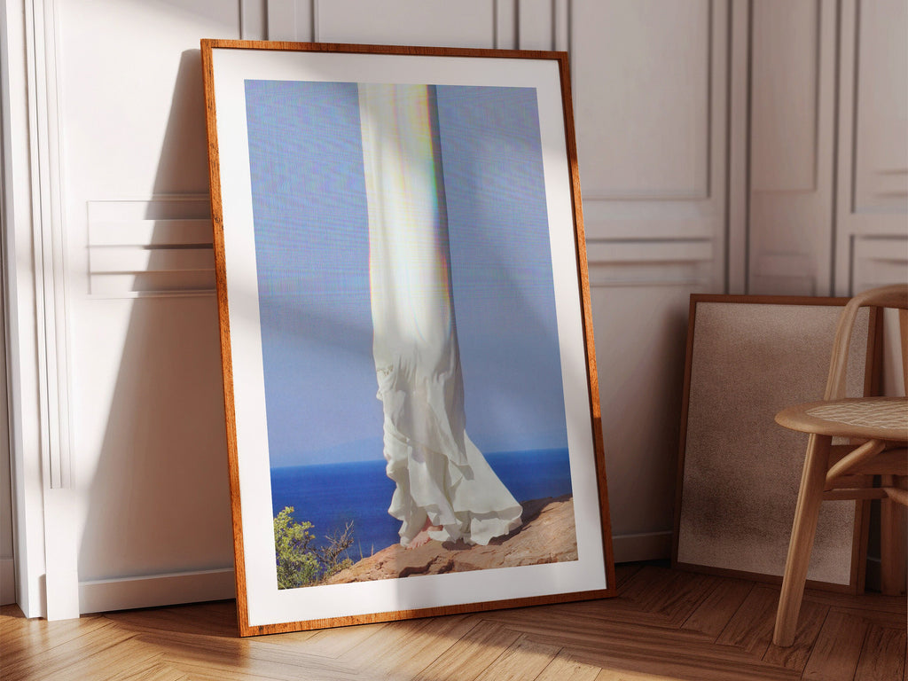 Ethereal Draped Fabric Against Coastal Horizon - Serene Abstract Wall Art for Contemporary Home Decor | Untitled (139) Giclée Print