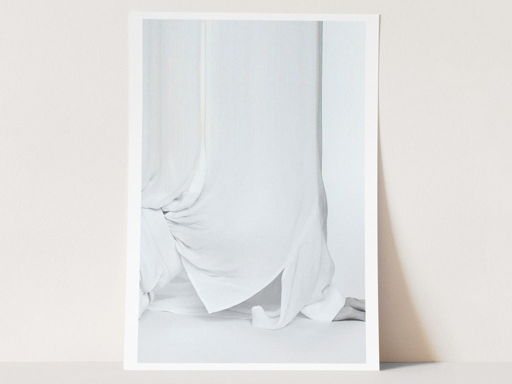 Ethereal White Drapery Abstract Art Print - Minimalist Aesthetic for Modern Home Decor and Tranquil Spaces | Untitled (140) Giclée Print