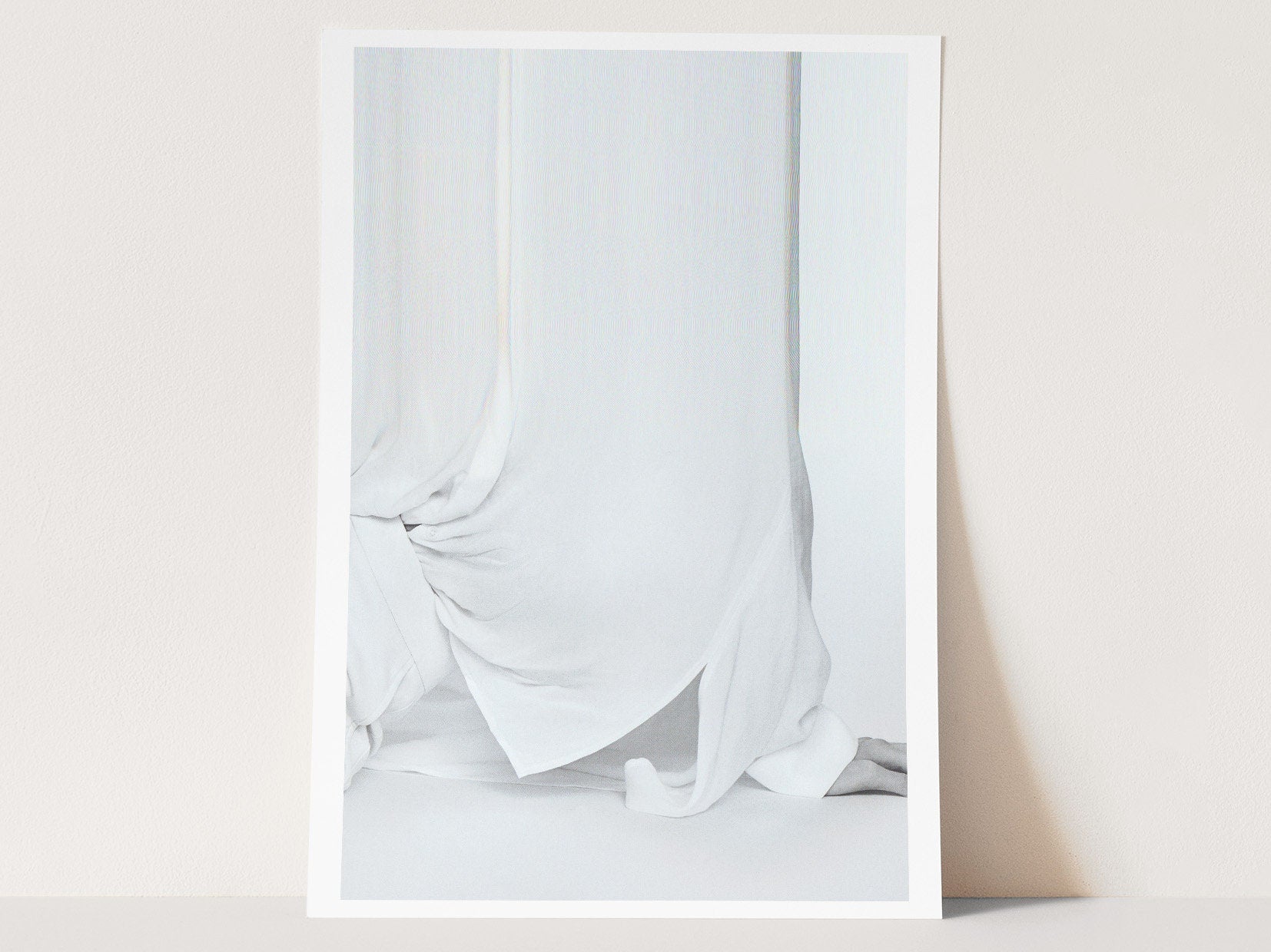 Ethereal White Drapery Abstract Art Print - Minimalist Aesthetic for Modern Home Decor and Tranquil Spaces | Untitled (140) Giclée Print
