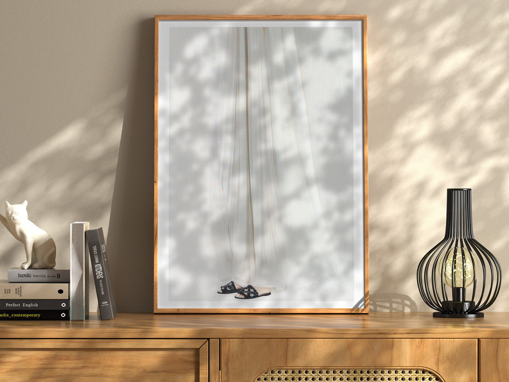 Ethereal White Fabric Flowing Art Print - Minimalist Feminine Decor for Bedroom, Living Room, or Office | Untitled (147) Giclée Print