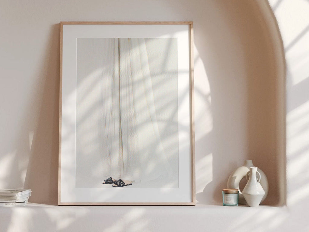 Ethereal White Fabric Flowing Art Print - Minimalist Feminine Decor for Bedroom, Living Room, or Office | Untitled (147) Giclée Print