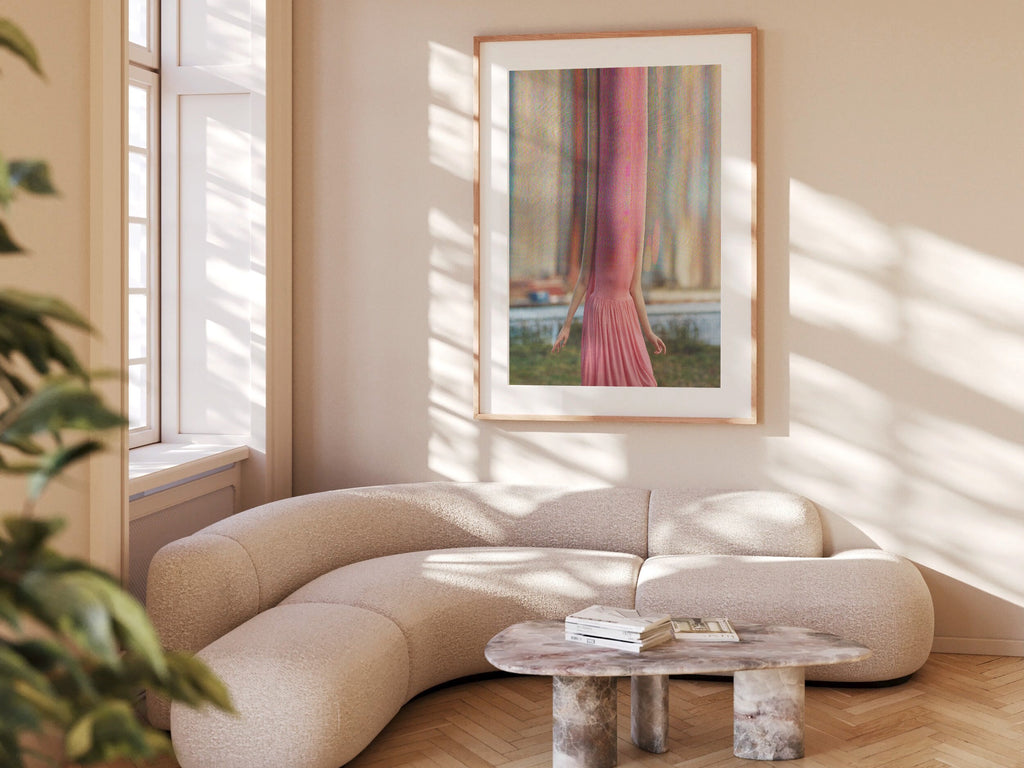 Surreal Altered Fashion Portrait - Unique Pink Dress Artwork for Modern Home Decor and Contemporary Spaces | Untitled (154) Giclée Print