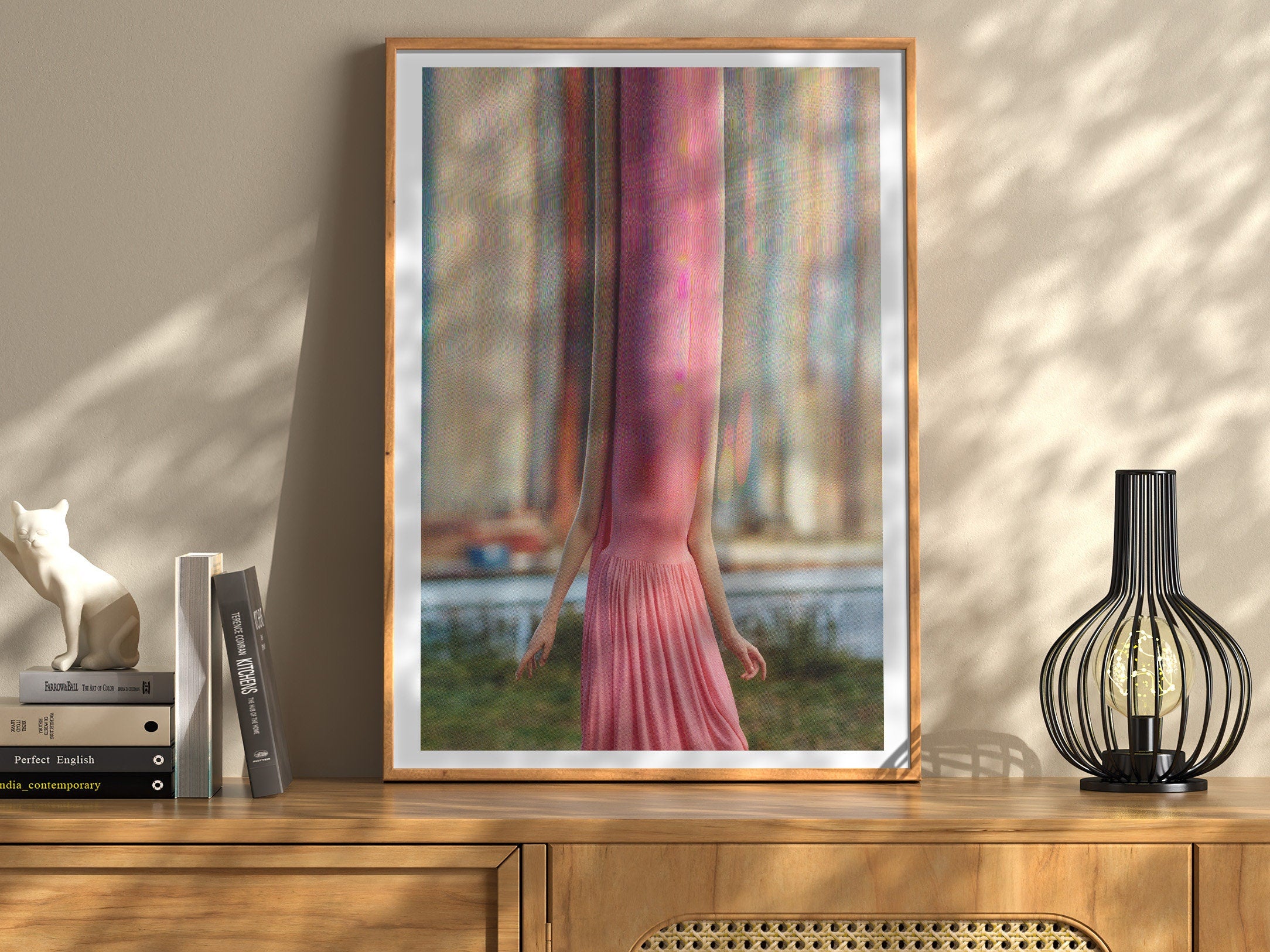 Surreal Altered Fashion Portrait - Unique Pink Dress Artwork for Modern Home Decor and Contemporary Spaces | Untitled (154) Giclée Print