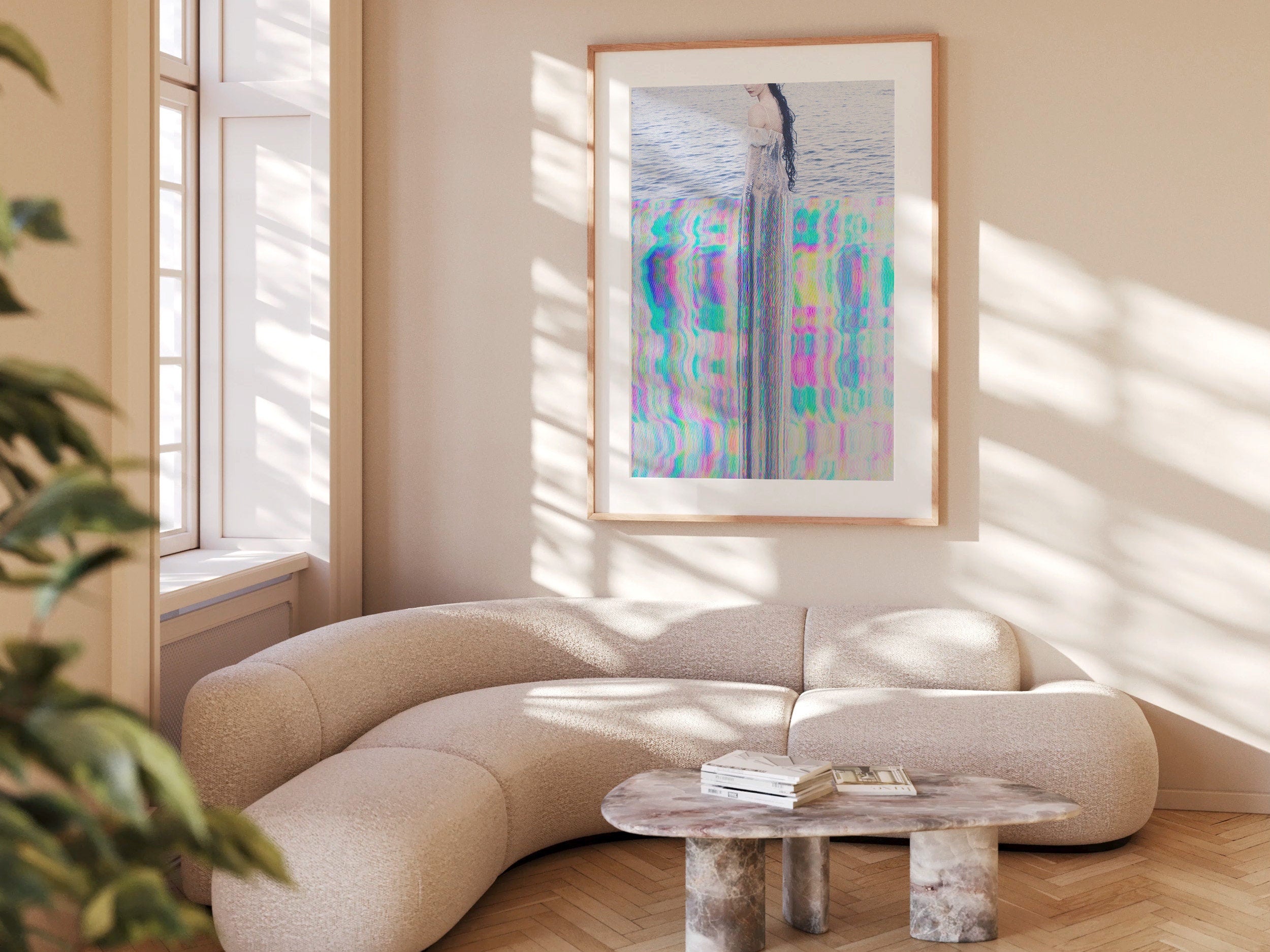 Surreal Ethereal Figure in Water - Colorful Altered Glitch Art for Contemporary Home Decor | Untitled (156) Giclée Print