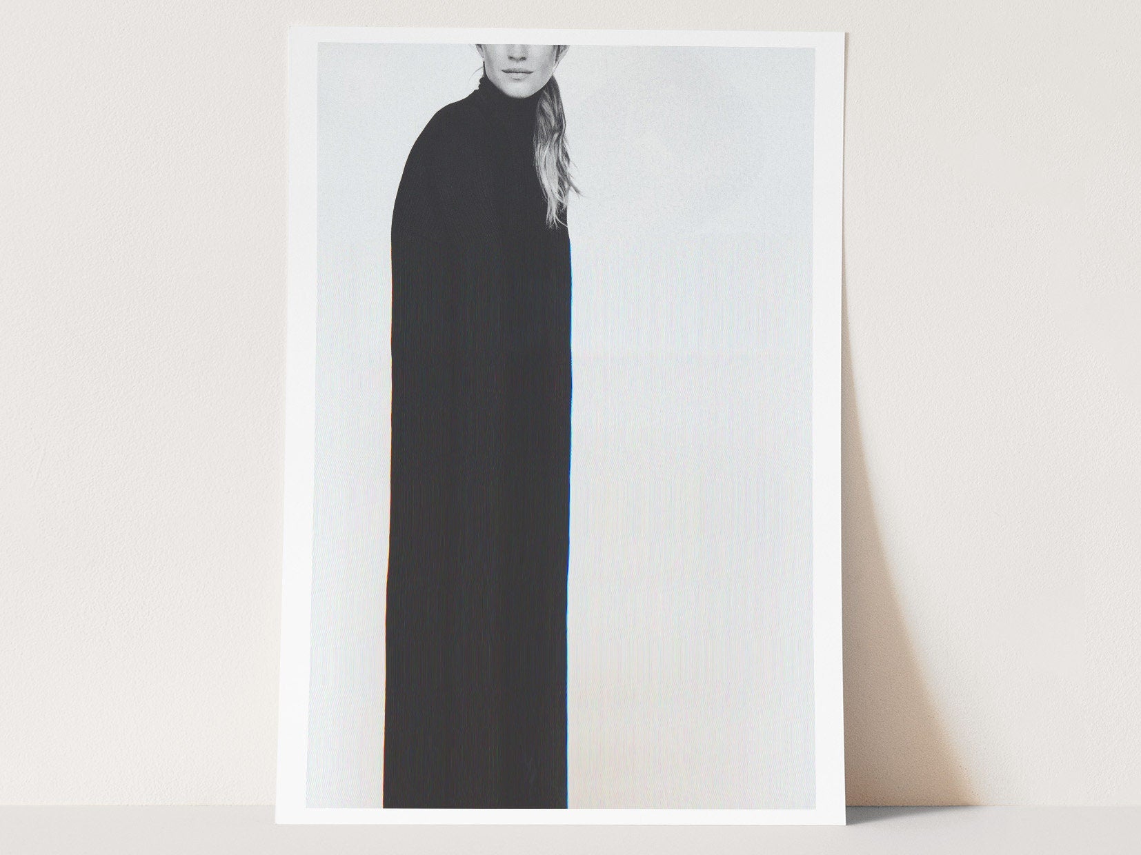 Monochromatic Minimalist Portrait Art Print - Elegant Black and White Fashion Decor for Modern Spaces | Untitled (161) Giclée Print