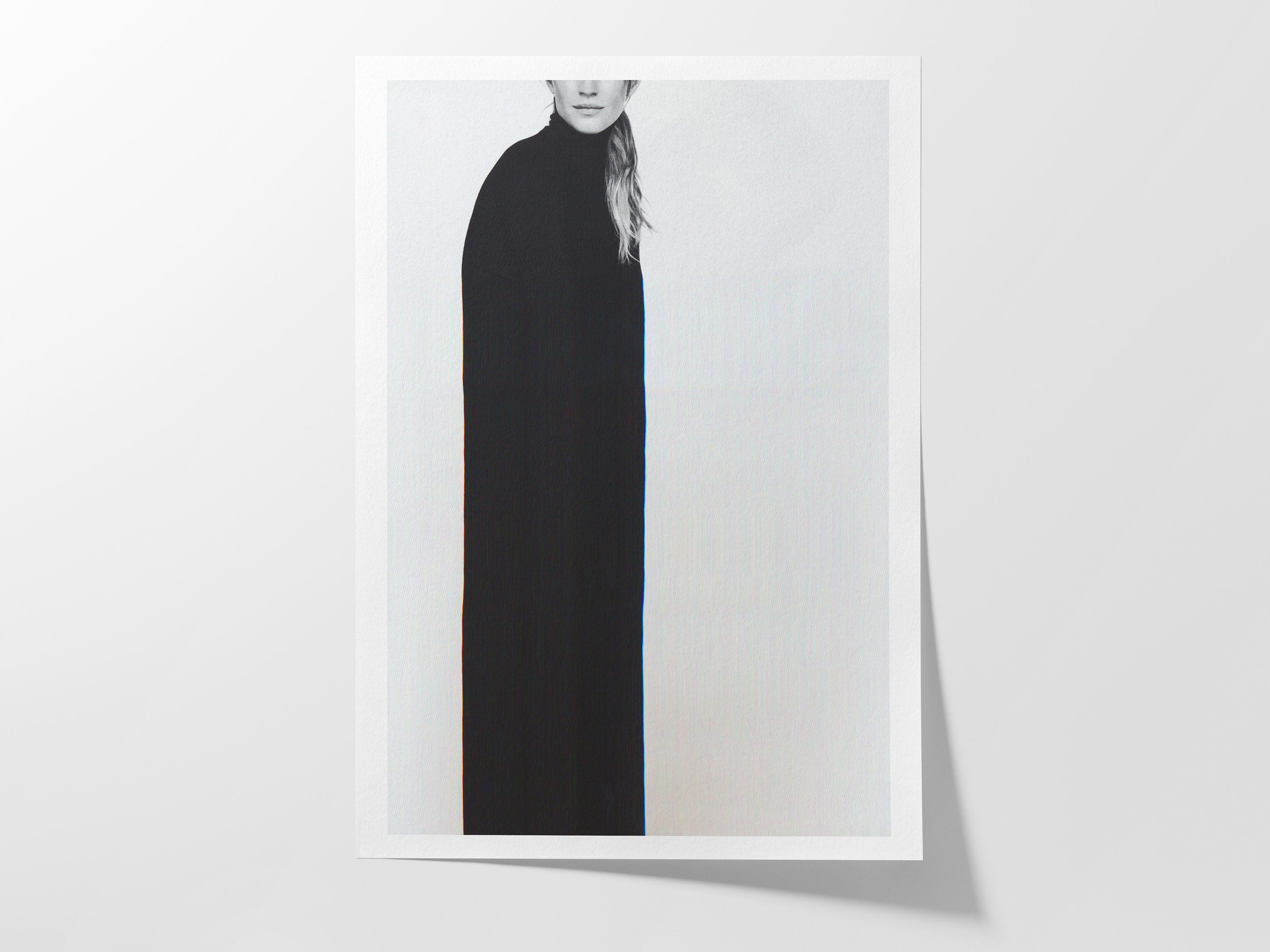 Monochromatic Minimalist Portrait Art Print - Elegant Black and White Fashion Decor for Modern Spaces | Untitled (161) Giclée Print