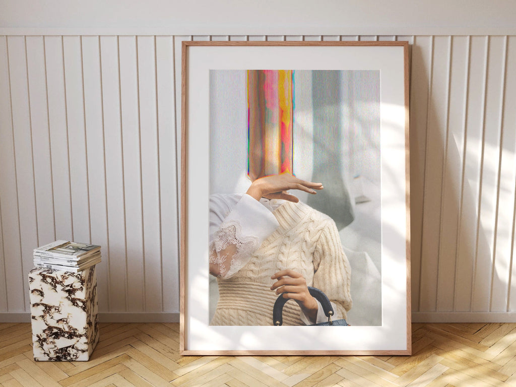 Altered Portrait Fashion Photo Wall Art - Postmodern Eclectic Glitch Aesthetic Decor For Home, Office, Bedroom | Untitled (166) Giclée Print