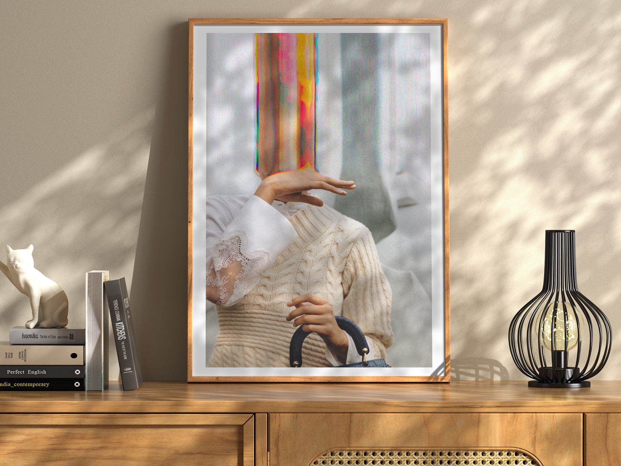 Altered Portrait Fashion Photo Wall Art - Postmodern Eclectic Glitch Aesthetic Decor For Home, Office, Bedroom | Untitled (166) Giclée Print