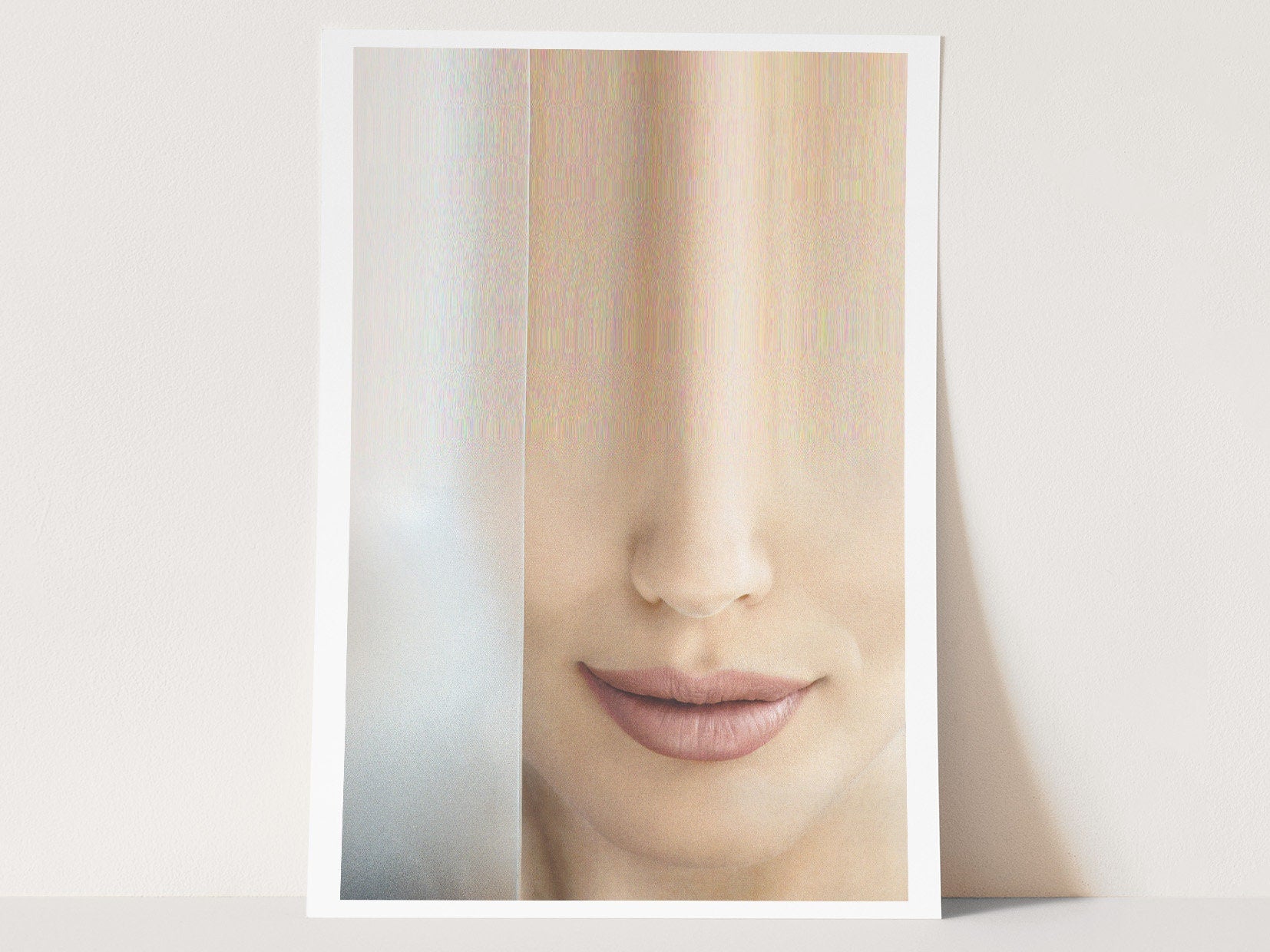 Ethereal Abstract Portrait Wall Art - Minimalist Glitch Aesthetic for Elegant Home Decor | Untitled (176) Giclée Print