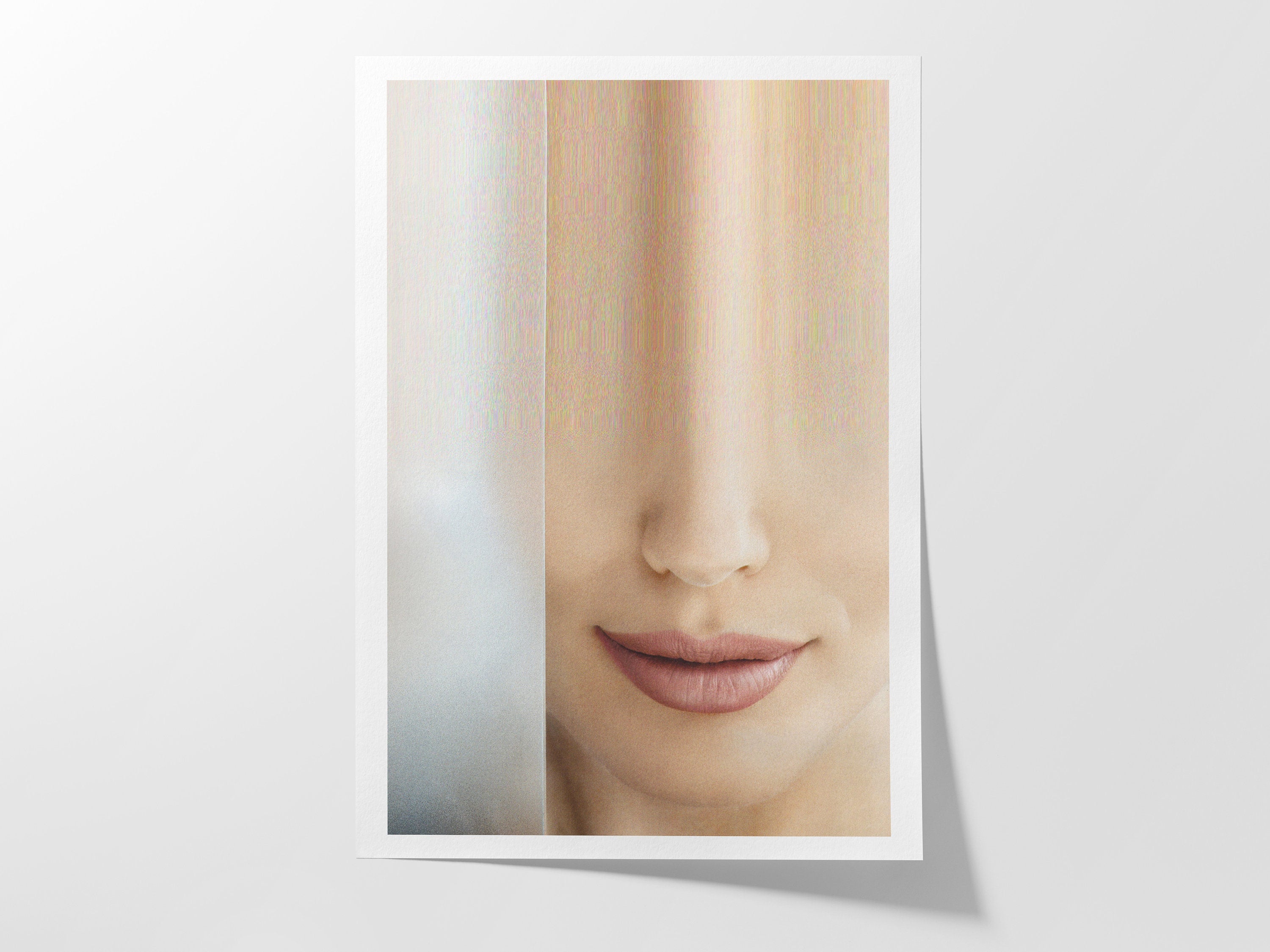 Ethereal Abstract Portrait Wall Art - Minimalist Glitch Aesthetic for Elegant Home Decor | Untitled (176) Giclée Print