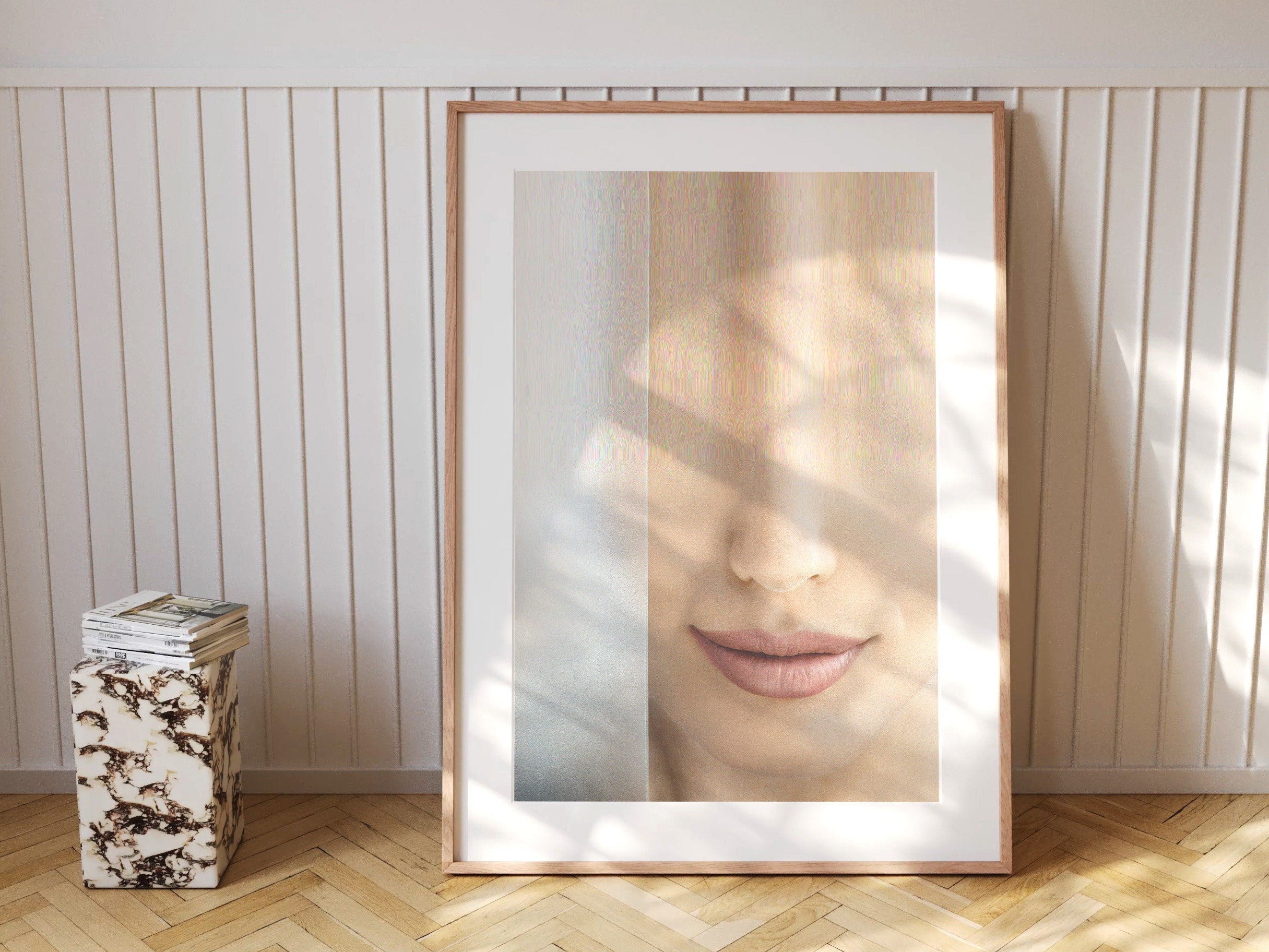 Ethereal Abstract Portrait Wall Art - Minimalist Glitch Aesthetic for Elegant Home Decor | Untitled (176) Giclée Print