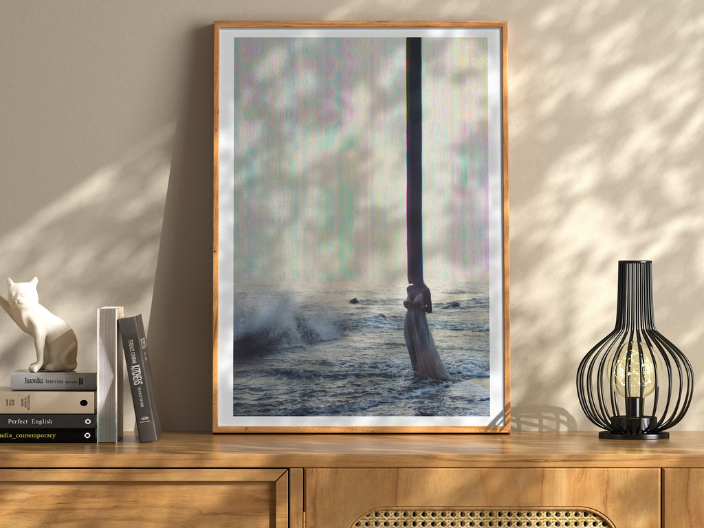 Surreal Feminine Figure Emerging from the Sea - Ethereal Dreamlike Artwork for Contemporary Home Decor | Untitled (177) Giclée Print