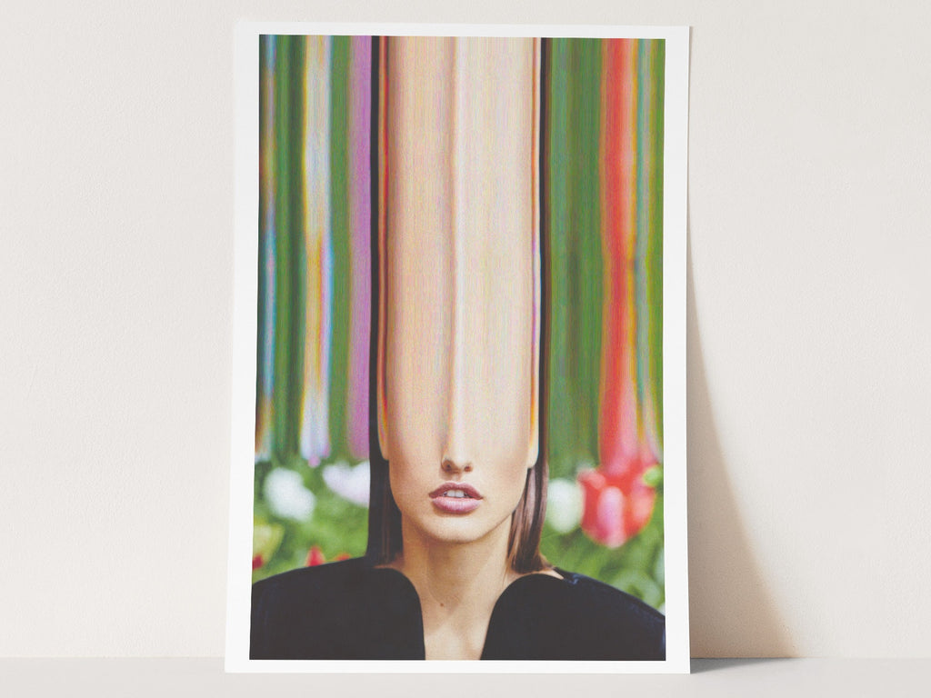 Woman Altered Portrait Photo Art - Cute Green Psychedelic Fashion Wall Decor for Living, Bedroom, Home, Office | Untitled (182) Giclée Print