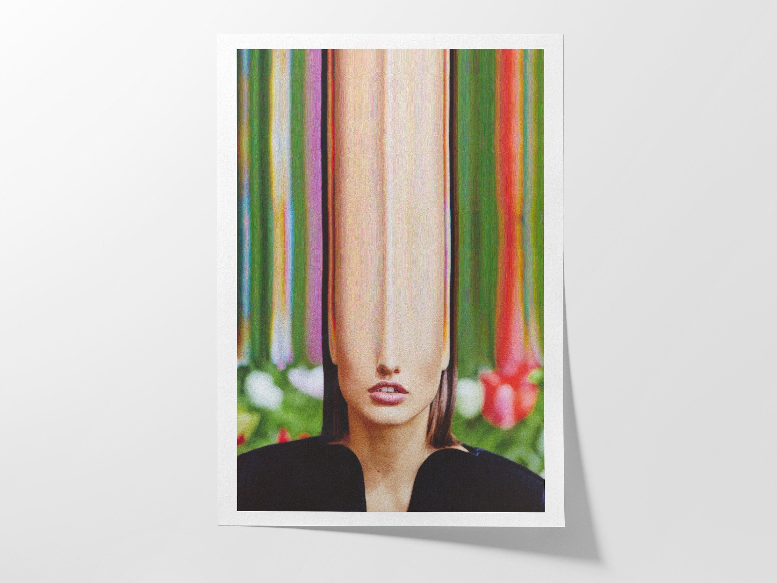 Woman Altered Portrait Photo Art - Cute Green Psychedelic Fashion Wall Decor for Living, Bedroom, Home, Office | Untitled (182) Giclée Print