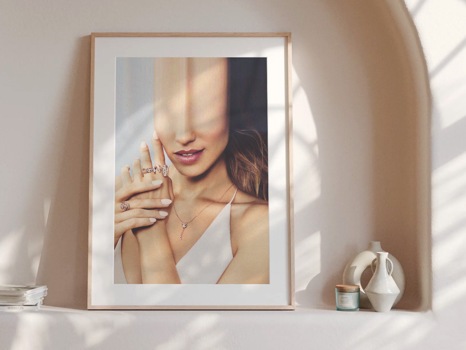 Surreal Altered Fashion Portrait Wall Art - Elegant Jewelry Aesthetic for Modern Home Decor | Untitled (184) Giclée Print
