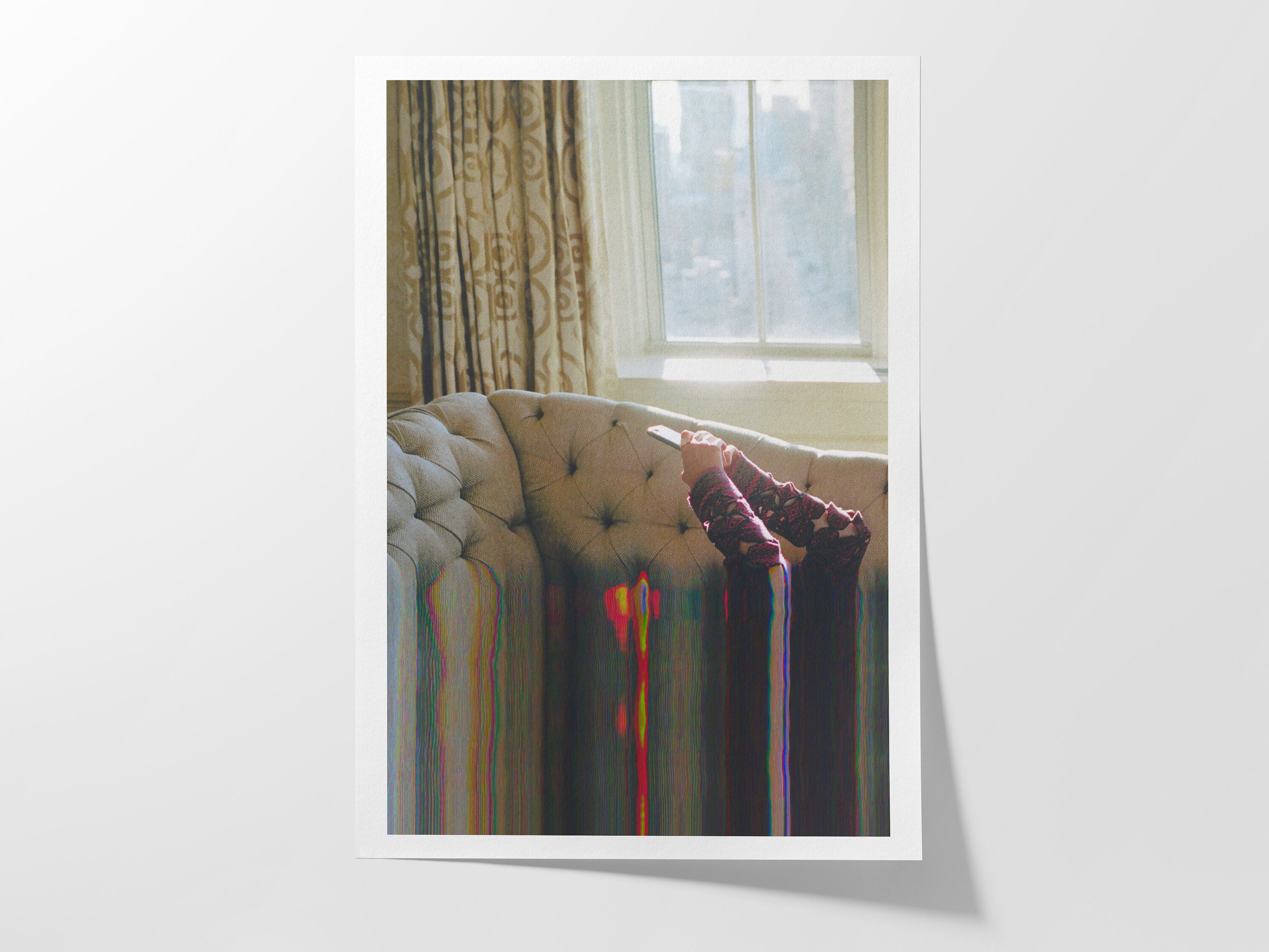 Surreal Altered Photo Art of Relaxation – Colorful Glitch Aesthetic Wall Decor for Home or Office | Untitled (186) Giclée Print