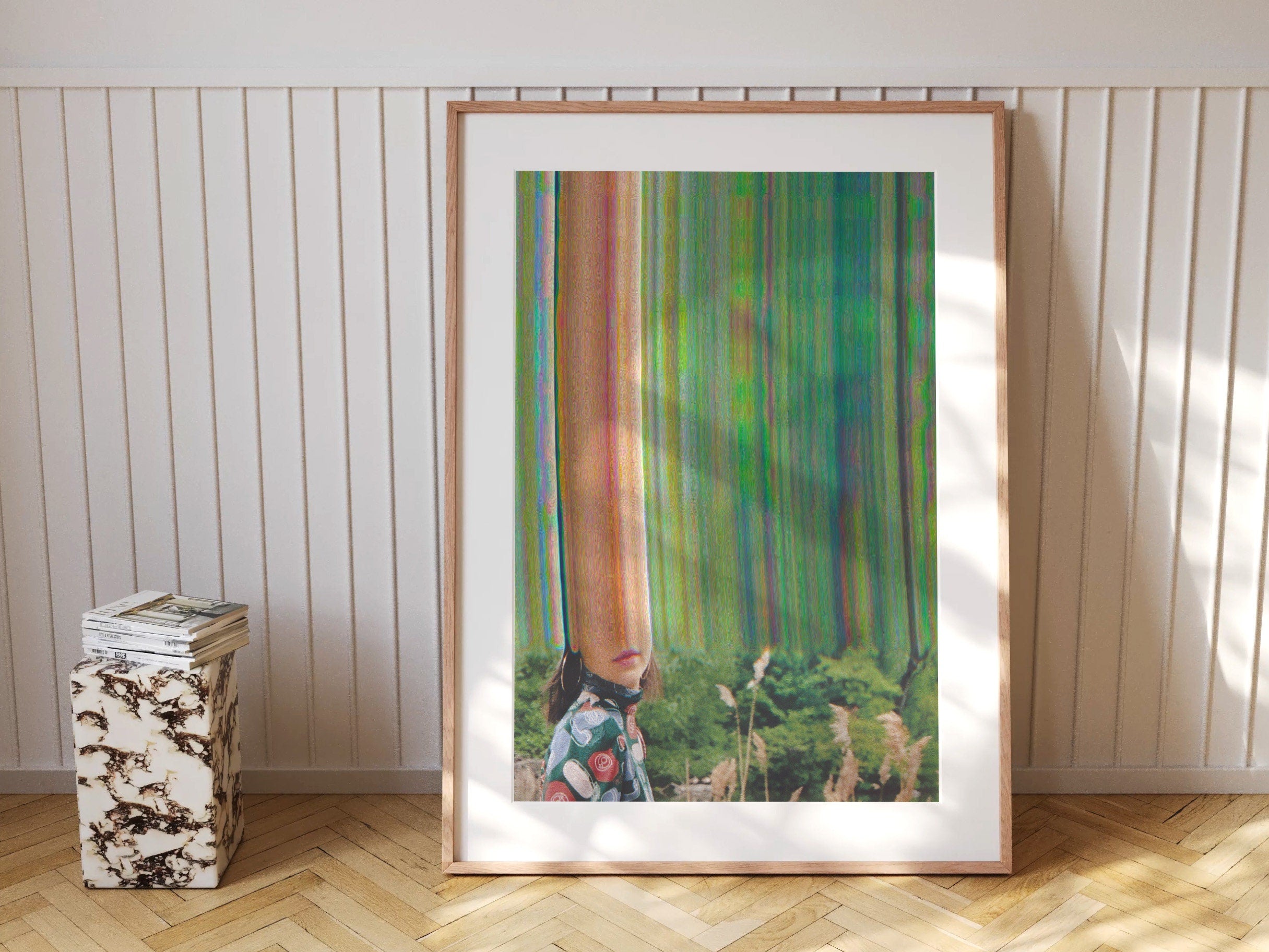 Trippy Altered Portrait Photo - Lush Green Psychedelic Fashion Wall Decor For Living, Bedroom, Home, Office | Untitled (191) Giclée Print