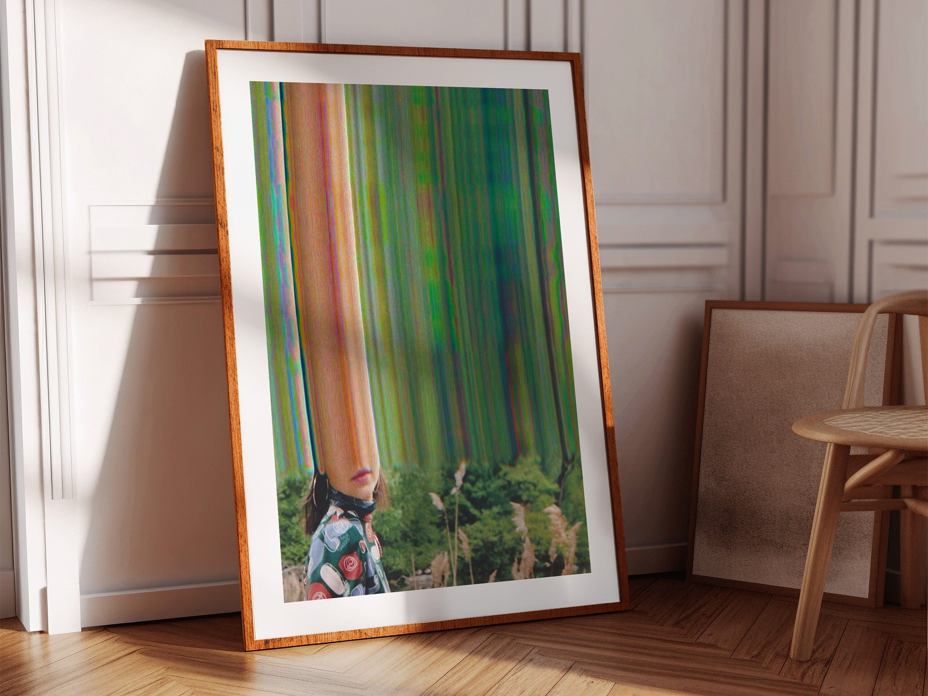 Trippy Altered Portrait Photo - Lush Green Psychedelic Fashion Wall Decor For Living, Bedroom, Home, Office | Untitled (191) Giclée Print