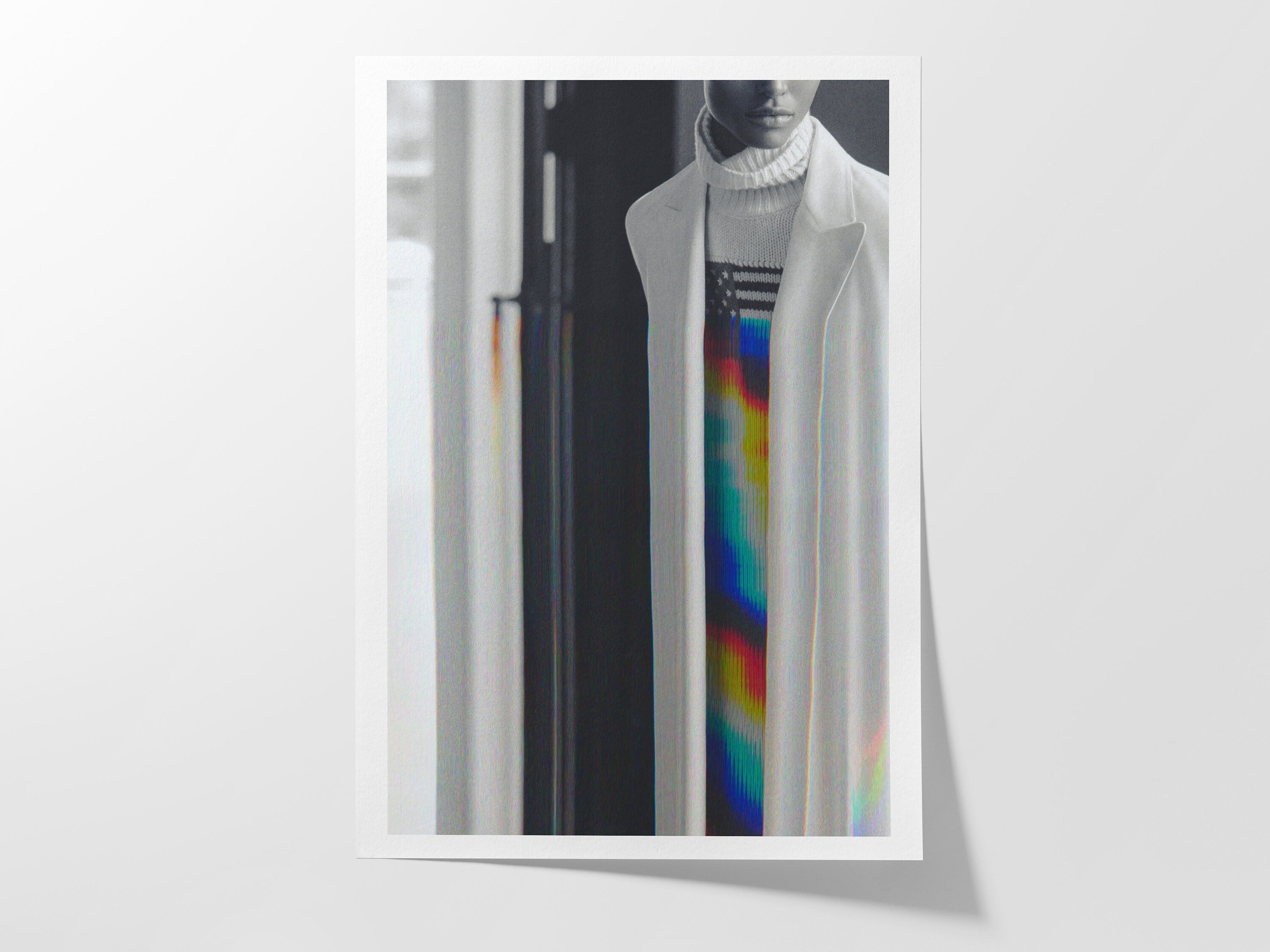 Altered Black and White African American Portrait Photo - Modern Political Flag Wall Decor for Home, Office | Untitled (194) Giclée Print