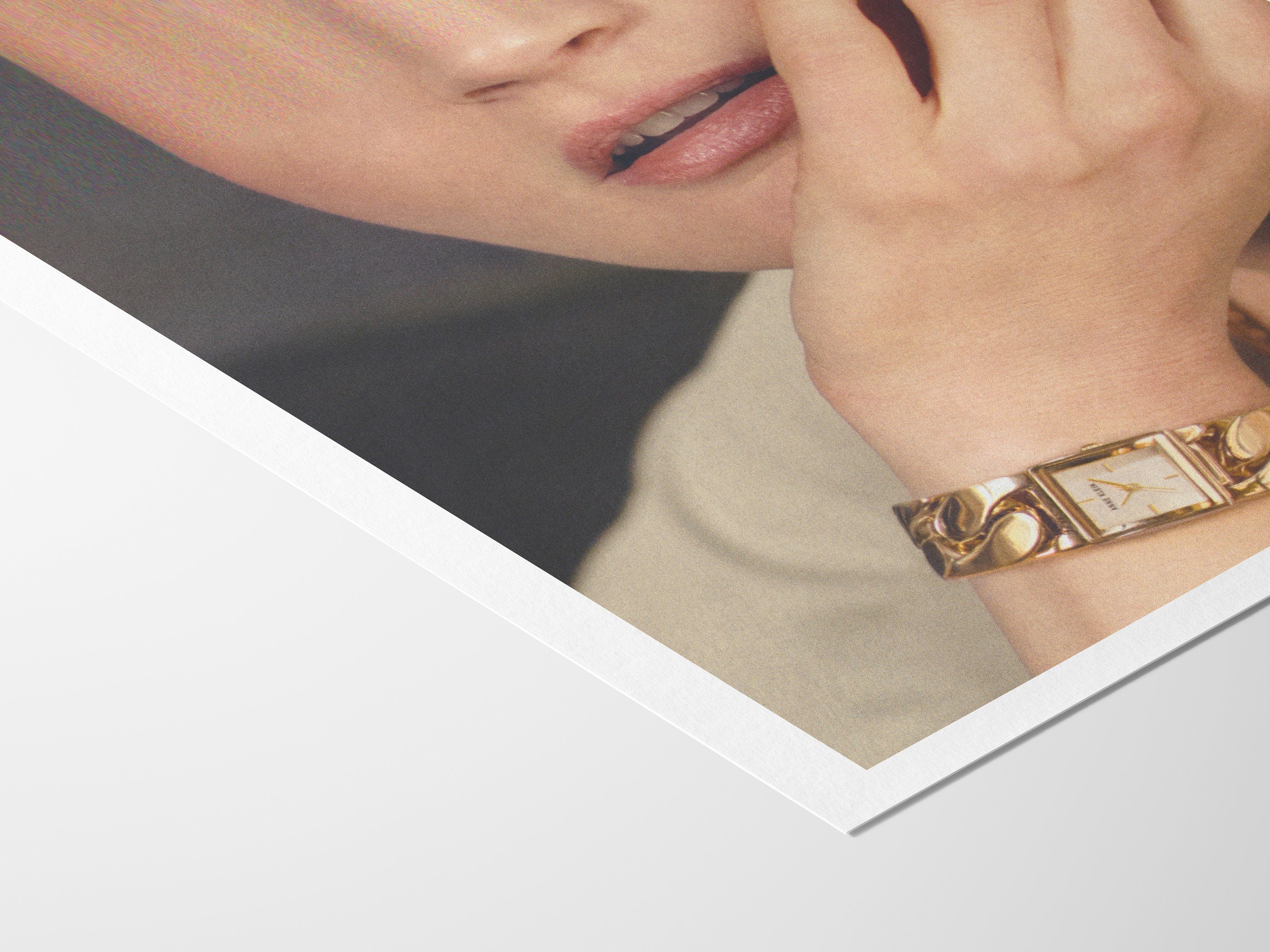 Glitch Altered Woman's Watch Ad Portrait Photo Art - Funky Postmodern Wall Decor for Home, Office, Bedroom | Untitled (195) Giclée Print