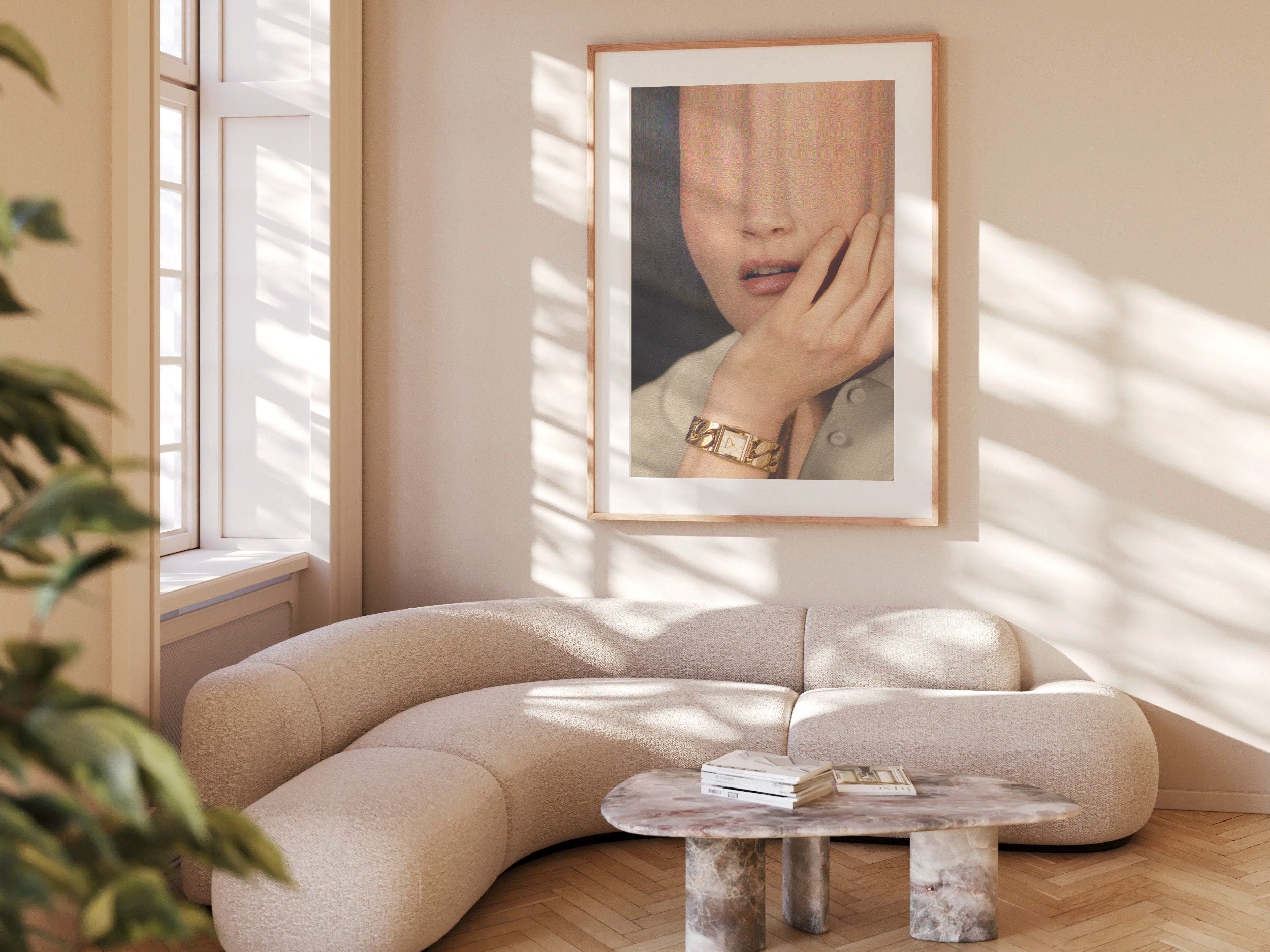 Glitch Altered Woman's Watch Ad Portrait Photo Art - Funky Postmodern Wall Decor for Home, Office, Bedroom | Untitled (195) Giclée Print