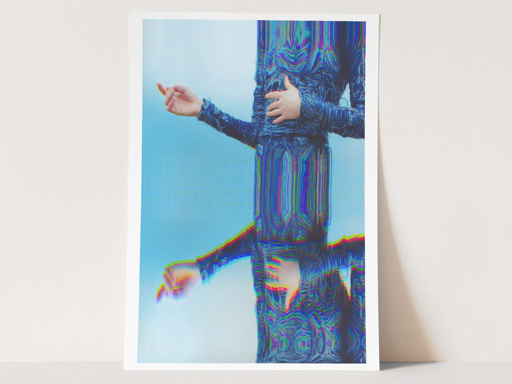 Beautiful Surrealist Blue and Teal Wall Art - Altered Mirrored Fashion Photography for Home, Office, Bedroom | Untitled (196) Giclée Print