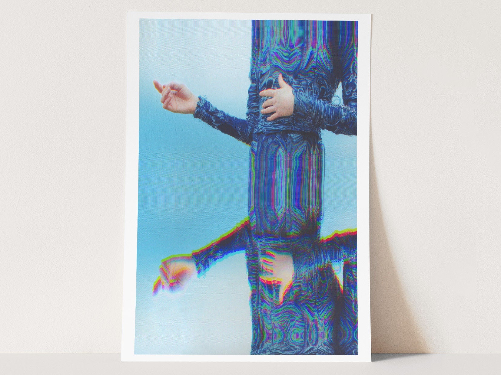 Beautiful Surrealist Blue and Teal Wall Art - Altered Mirrored Fashion Photography for Home, Office, Bedroom | Untitled (196) Giclée Print