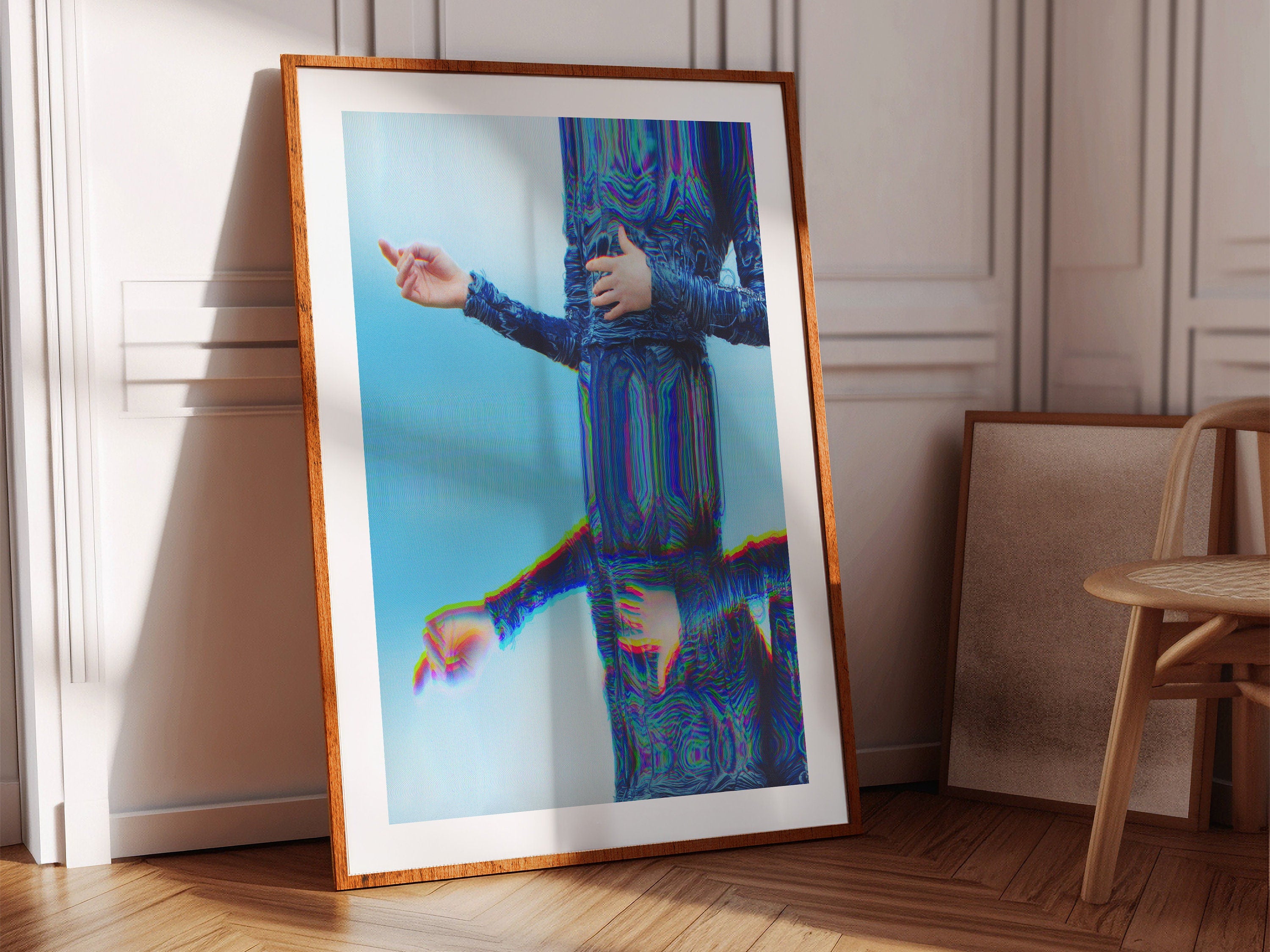 Beautiful Surrealist Blue and Teal Wall Art - Altered Mirrored Fashion Photography for Home, Office, Bedroom | Untitled (196) Giclée Print