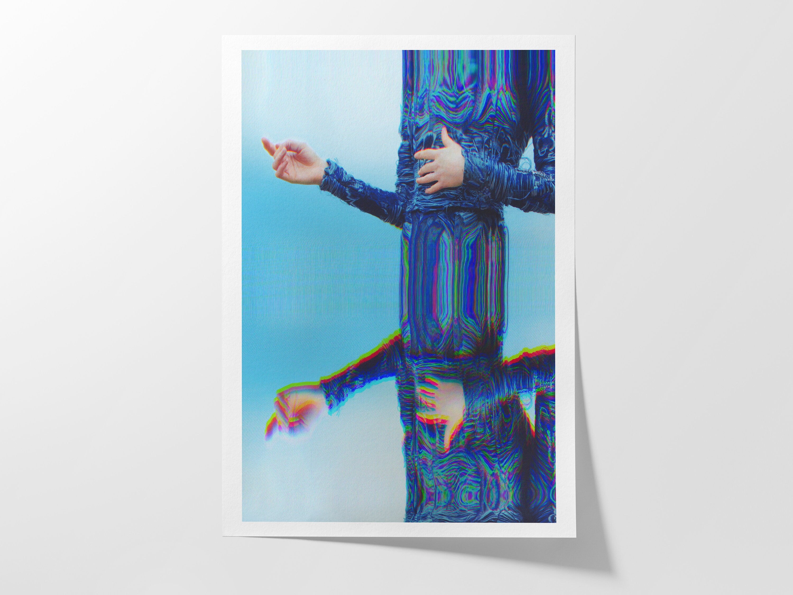 Beautiful Surrealist Blue and Teal Wall Art - Altered Mirrored Fashion Photography for Home, Office, Bedroom | Untitled (196) Giclée Print