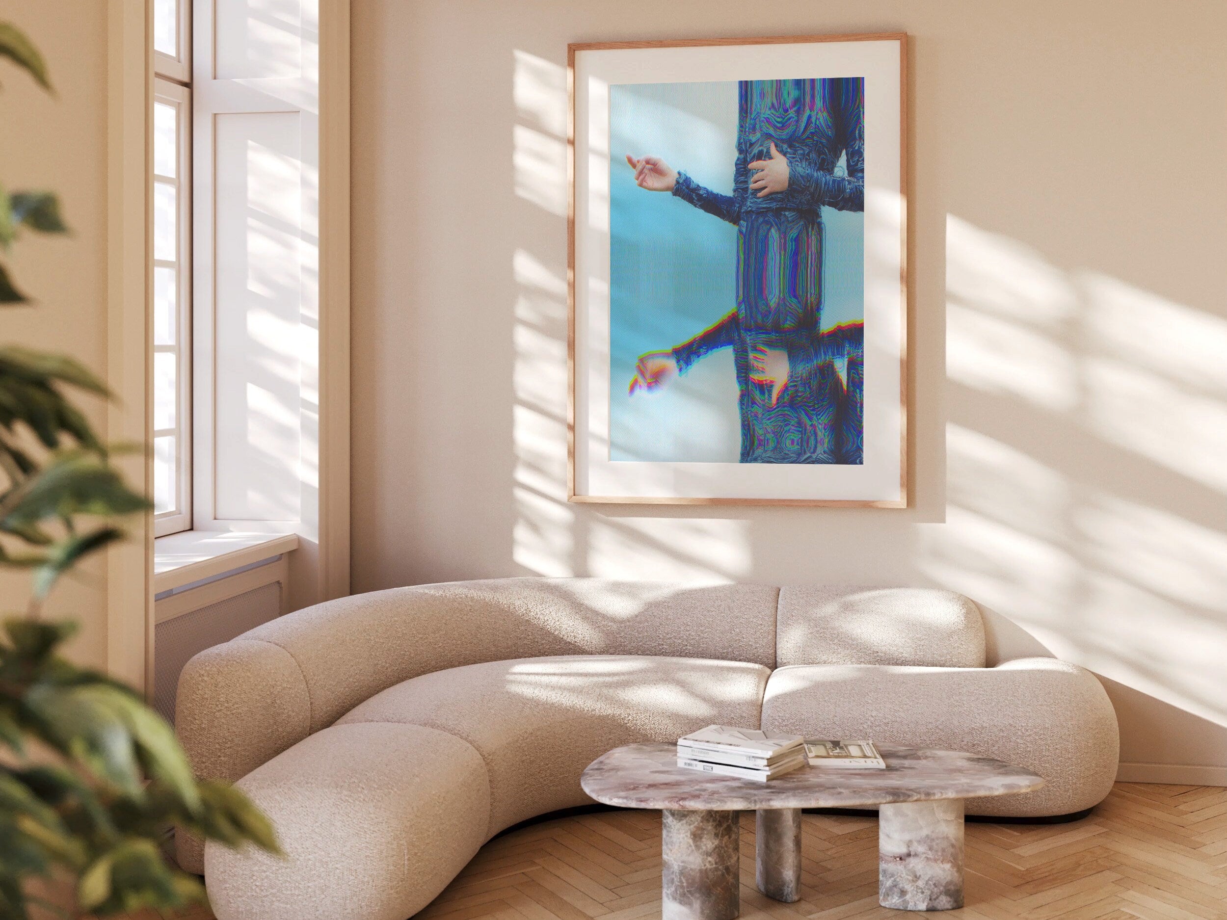 Beautiful Surrealist Blue and Teal Wall Art - Altered Mirrored Fashion Photography for Home, Office, Bedroom | Untitled (196) Giclée Print