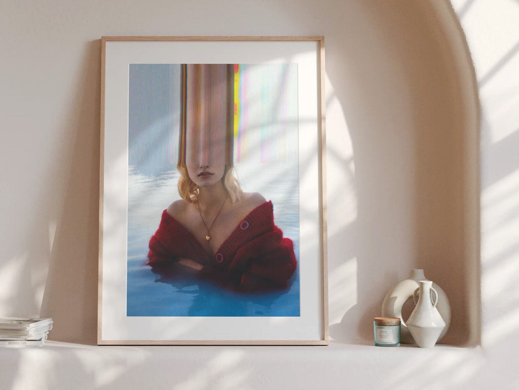 Surreal Blue Water Altered Fashion Photo Wall Art - Eclectic Boho Wall Decor for Living Room, Office, Bedroom | Untitled (204) Giclée Print