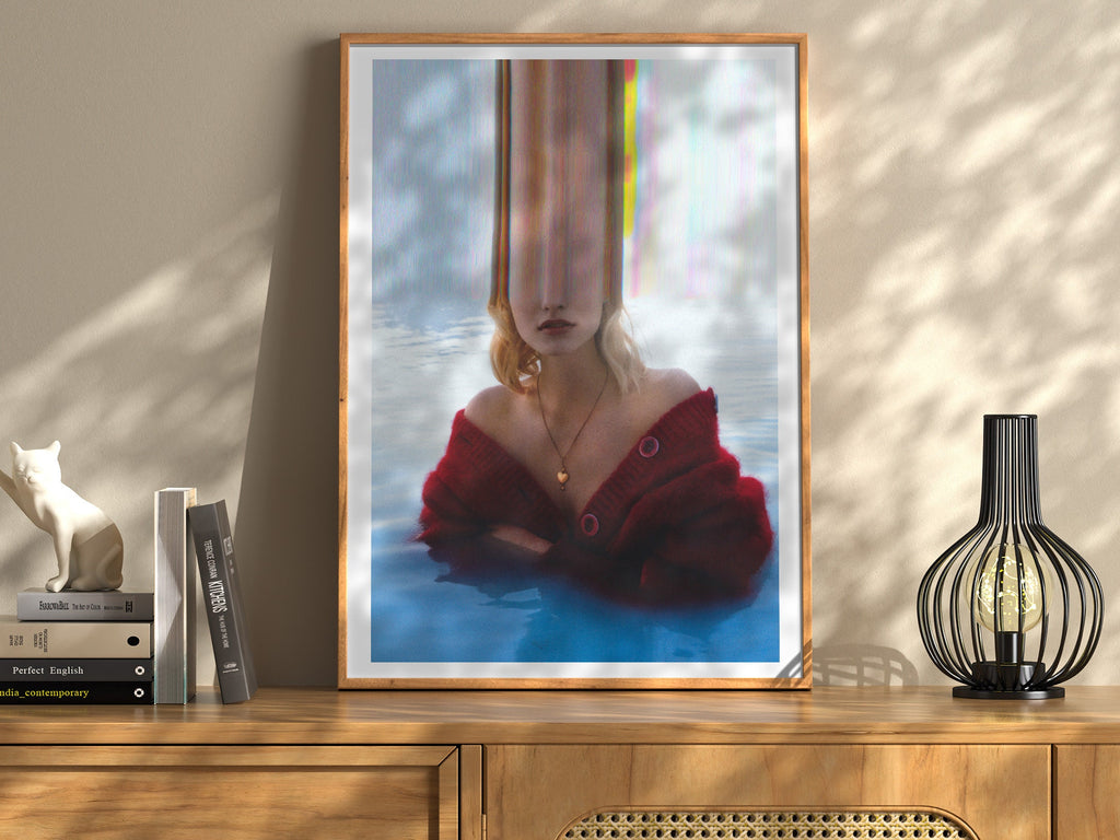 Surreal Blue Water Altered Fashion Photo Wall Art - Eclectic Boho Wall Decor for Living Room, Office, Bedroom | Untitled (204) Giclée Print