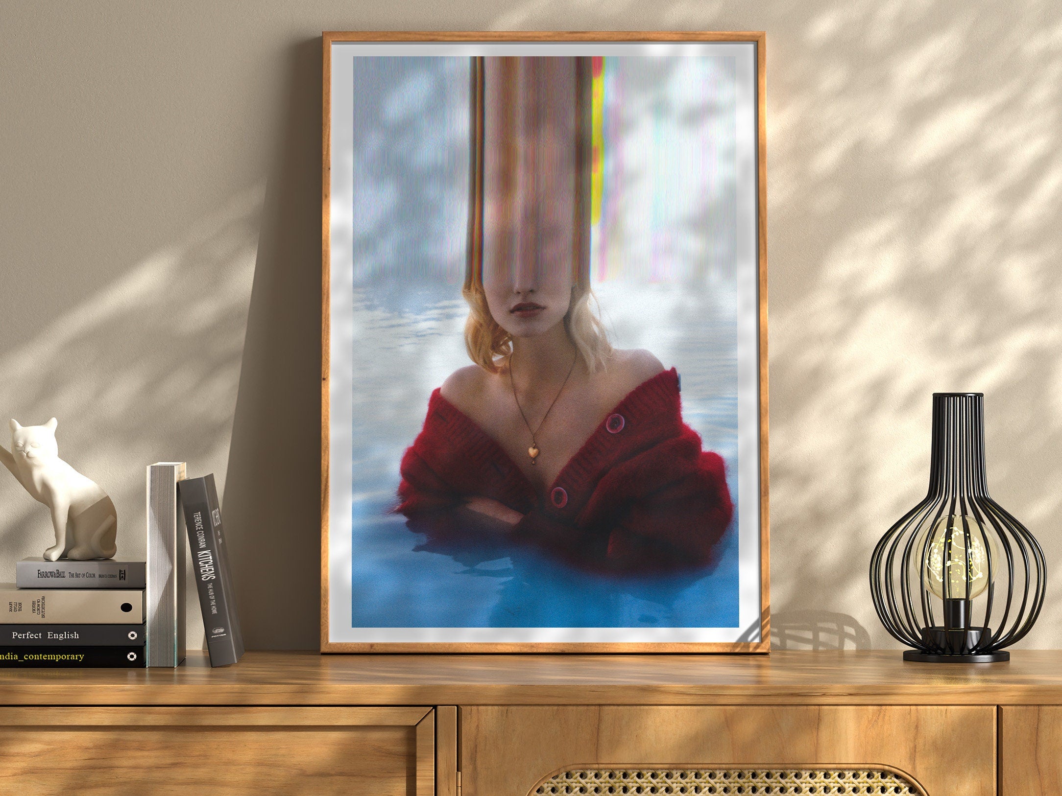 Surreal Blue Water Altered Fashion Photo Wall Art - Eclectic Boho Wall Decor for Living Room, Office, Bedroom | Untitled (204) Giclée Print