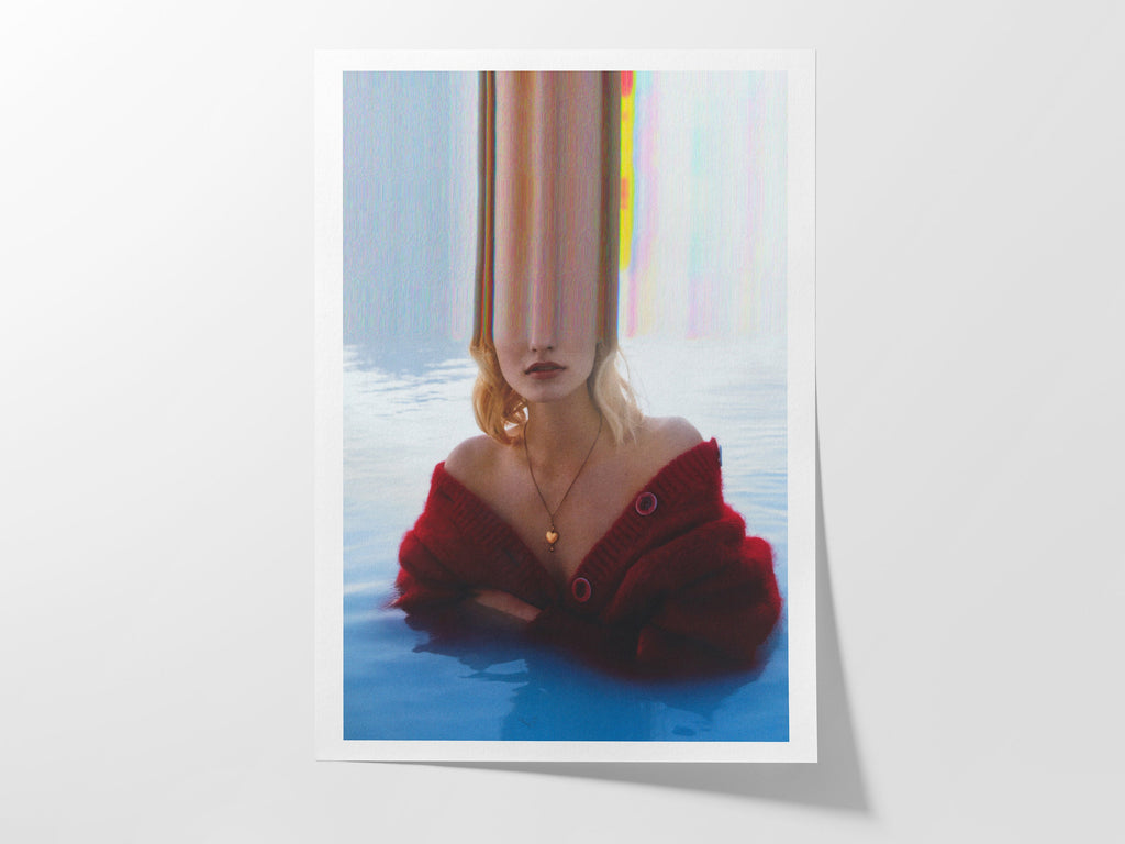 Surreal Blue Water Altered Fashion Photo Wall Art - Eclectic Boho Wall Decor for Living Room, Office, Bedroom | Untitled (204) Giclée Print