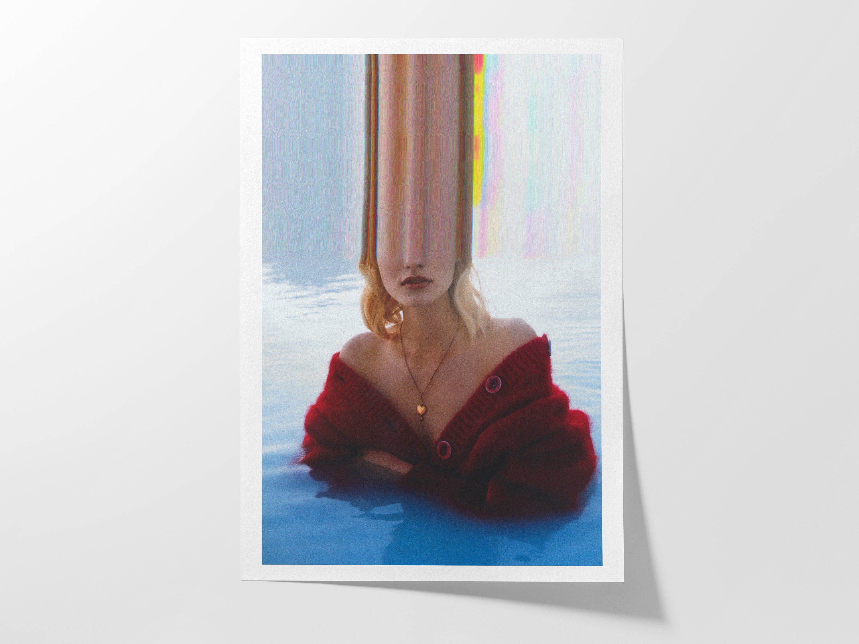 Surreal Blue Water Altered Fashion Photo Wall Art - Eclectic Boho Wall Decor for Living Room, Office, Bedroom | Untitled (204) Giclée Print