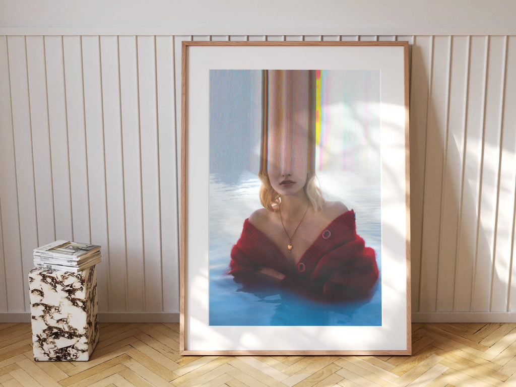 Surreal Blue Water Altered Fashion Photo Wall Art - Eclectic Boho Wall Decor for Living Room, Office, Bedroom | Untitled (204) Giclée Print