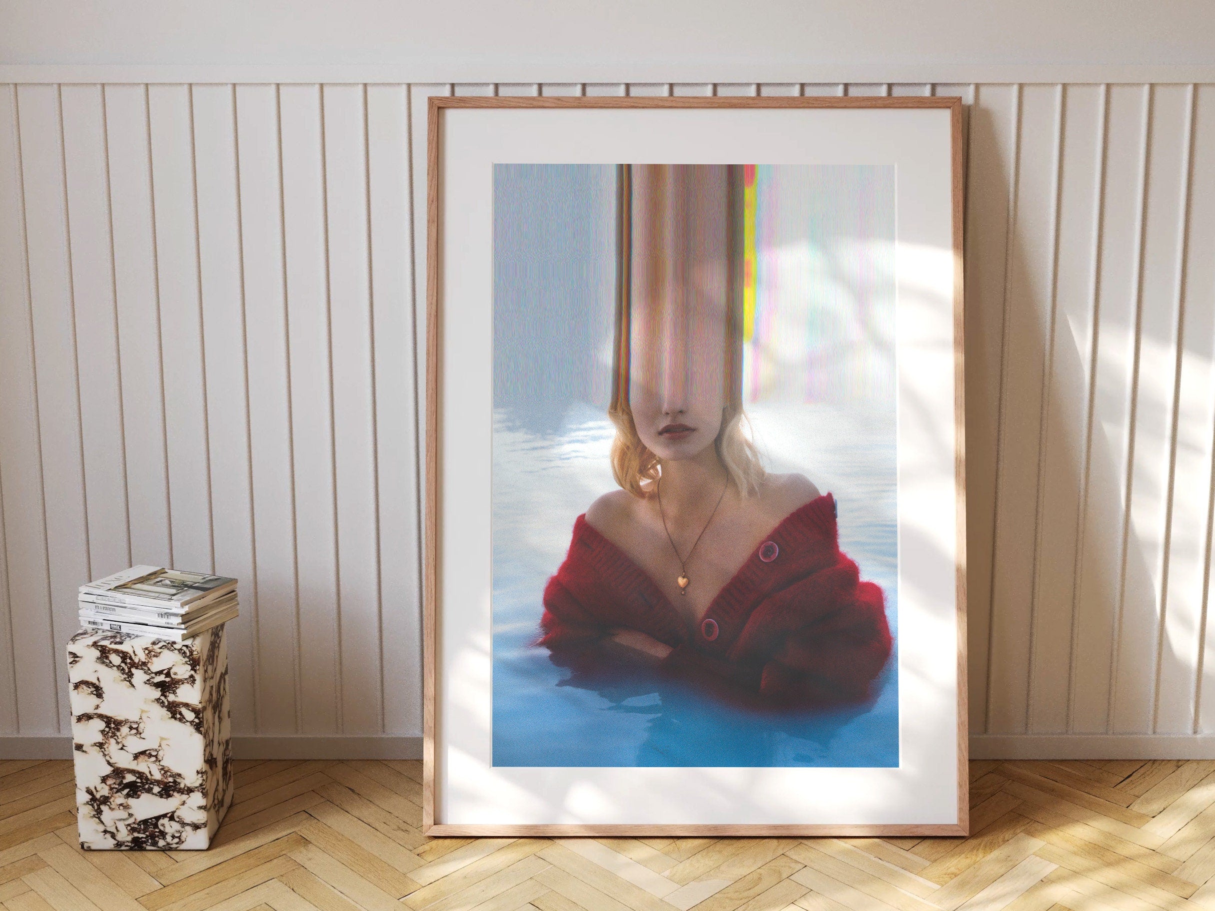 Surreal Blue Water Altered Fashion Photo Wall Art - Eclectic Boho Wall Decor for Living Room, Office, Bedroom | Untitled (204) Giclée Print