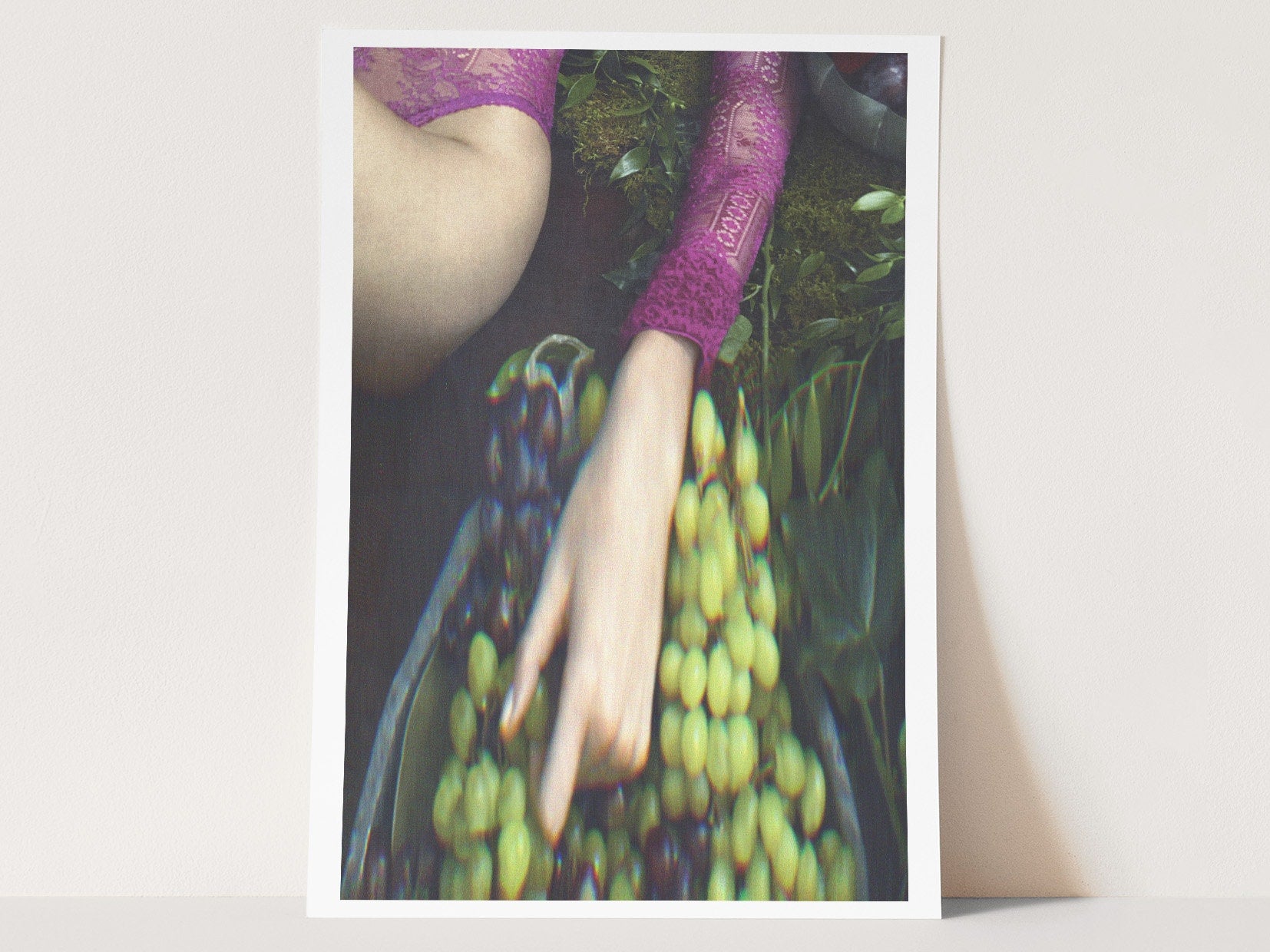 Eclectic Bohemian Altered Photo Artwork - Sensual Woman Eating Grapes - Wall Decor for Home, Office, Bathroom | Untitled (209) Giclée Print