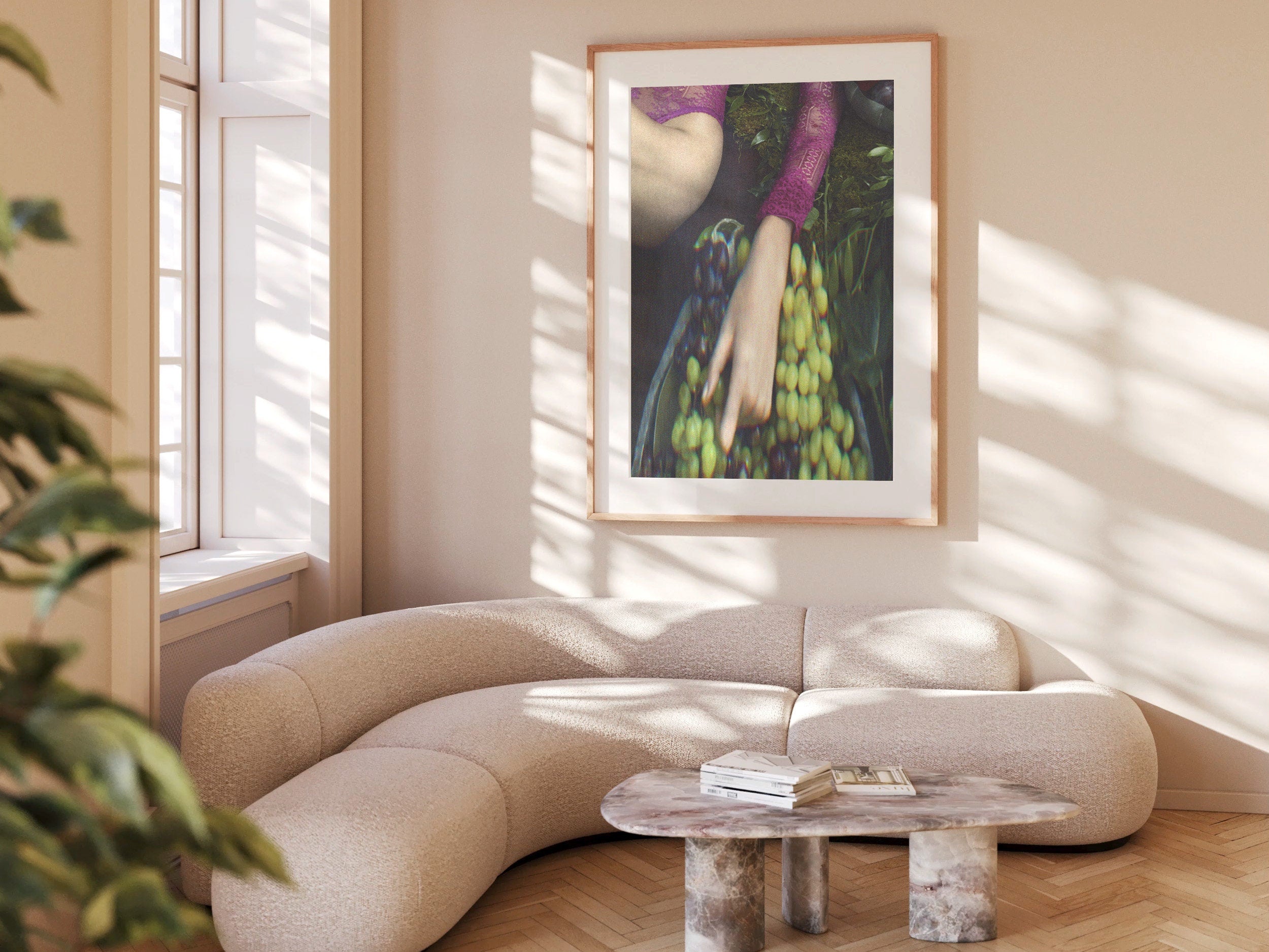 Eclectic Bohemian Altered Photo Artwork - Sensual Woman Eating Grapes - Wall Decor for Home, Office, Bathroom | Untitled (209) Giclée Print