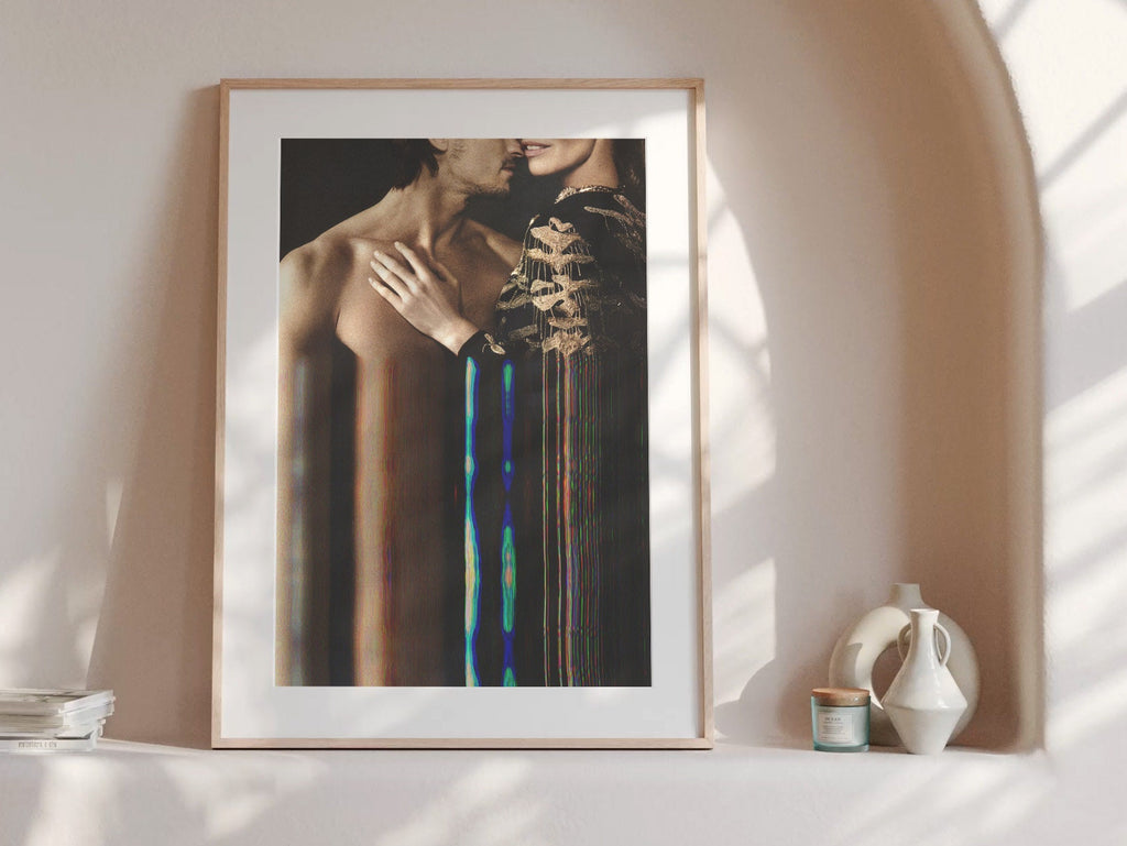 Intimate Altered Portrait of Embrace - Surreal Glitch Art Print for Contemporary Home Decor | Untitled (211) Giclée Print