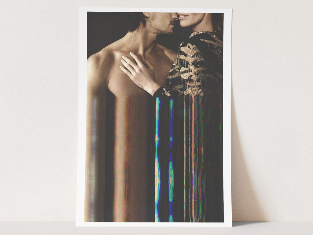 Intimate Altered Portrait of Embrace - Surreal Glitch Art Print for Contemporary Home Decor | Untitled (211) Giclée Print