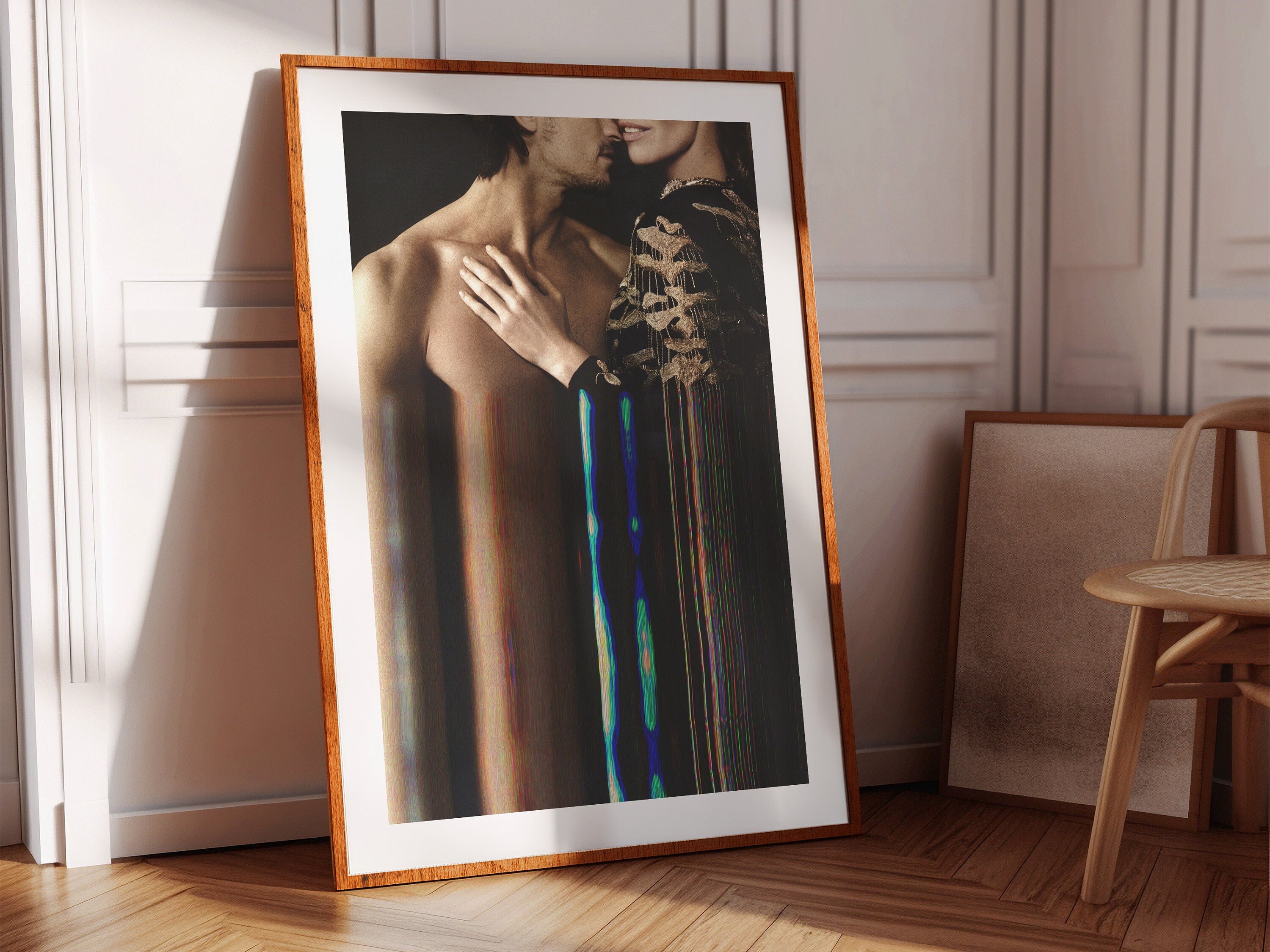 Intimate Altered Portrait of Embrace - Surreal Glitch Art Print for Contemporary Home Decor | Untitled (211) Giclée Print