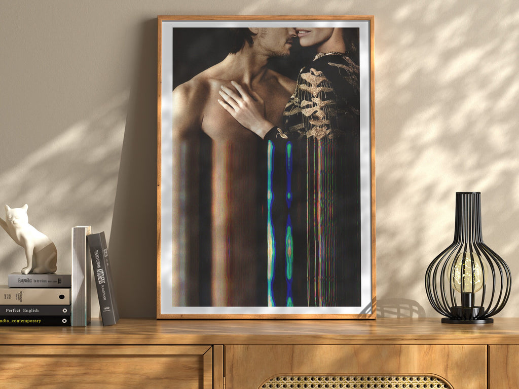 Intimate Altered Portrait of Embrace - Surreal Glitch Art Print for Contemporary Home Decor | Untitled (211) Giclée Print