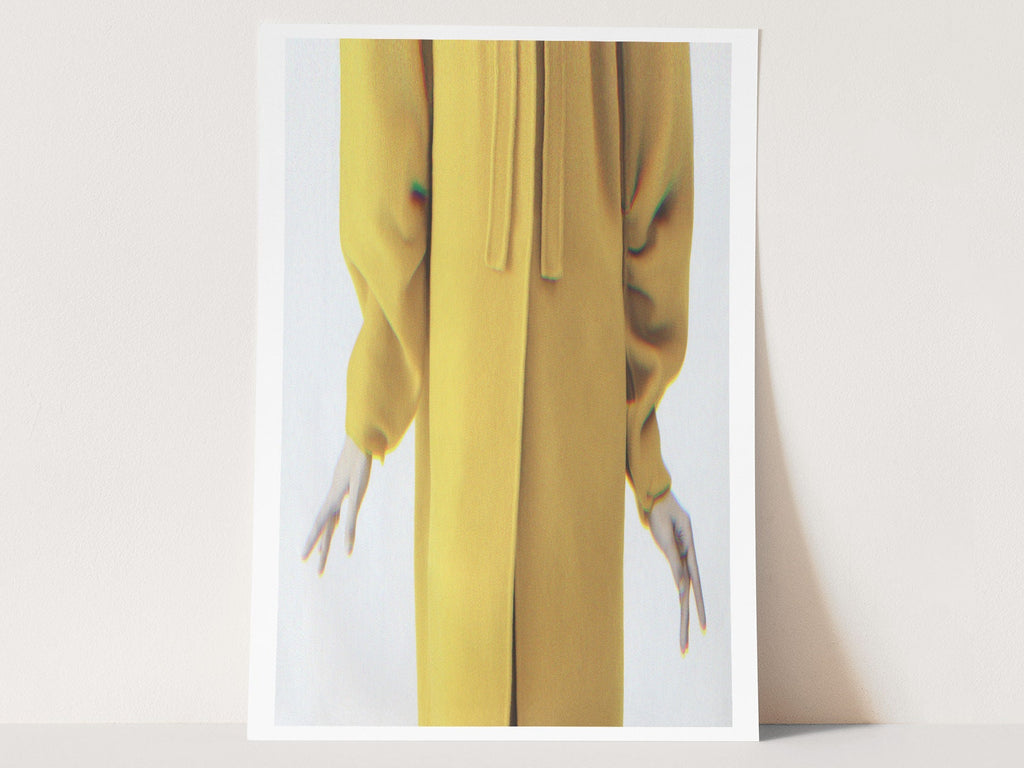 Surrealist Altered Portrait Photo Artwork - White and Yellow Eclectic Bohemian Wall Decor for Home, Office | Untitled (214) Giclée Print