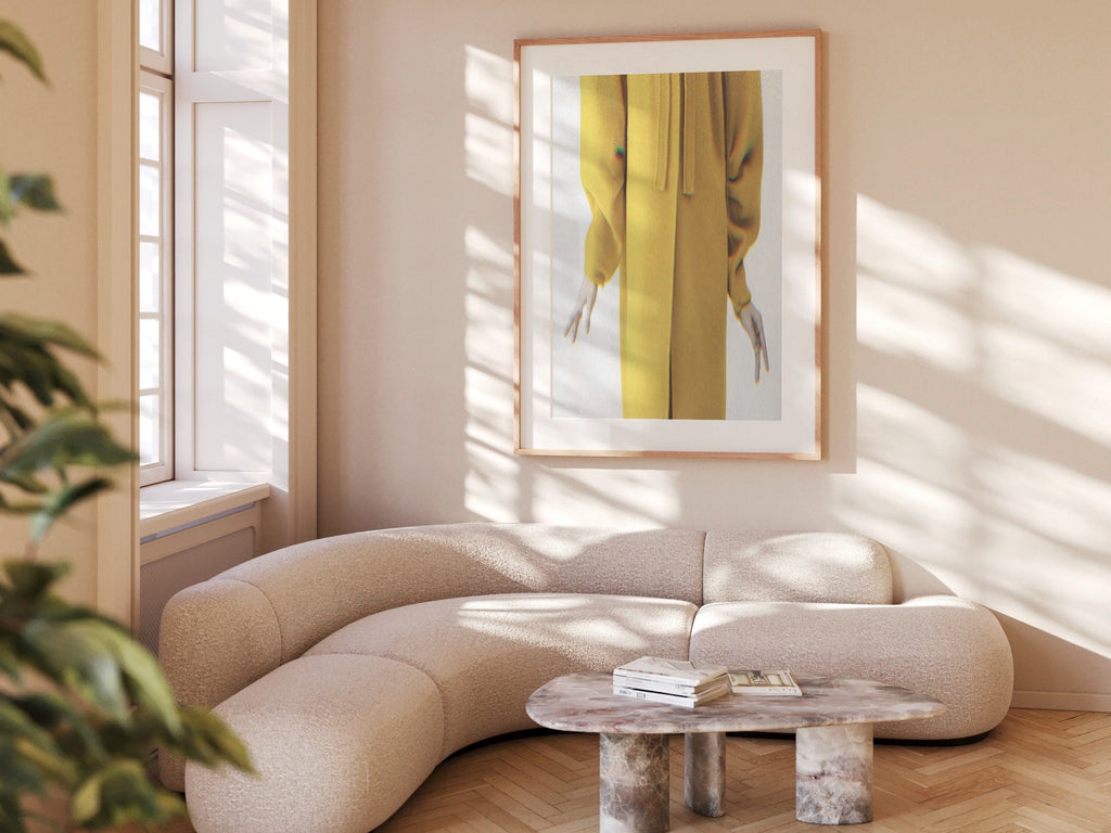 Surrealist Altered Portrait Photo Artwork - White and Yellow Eclectic Bohemian Wall Decor for Home, Office | Untitled (214) Giclée Print