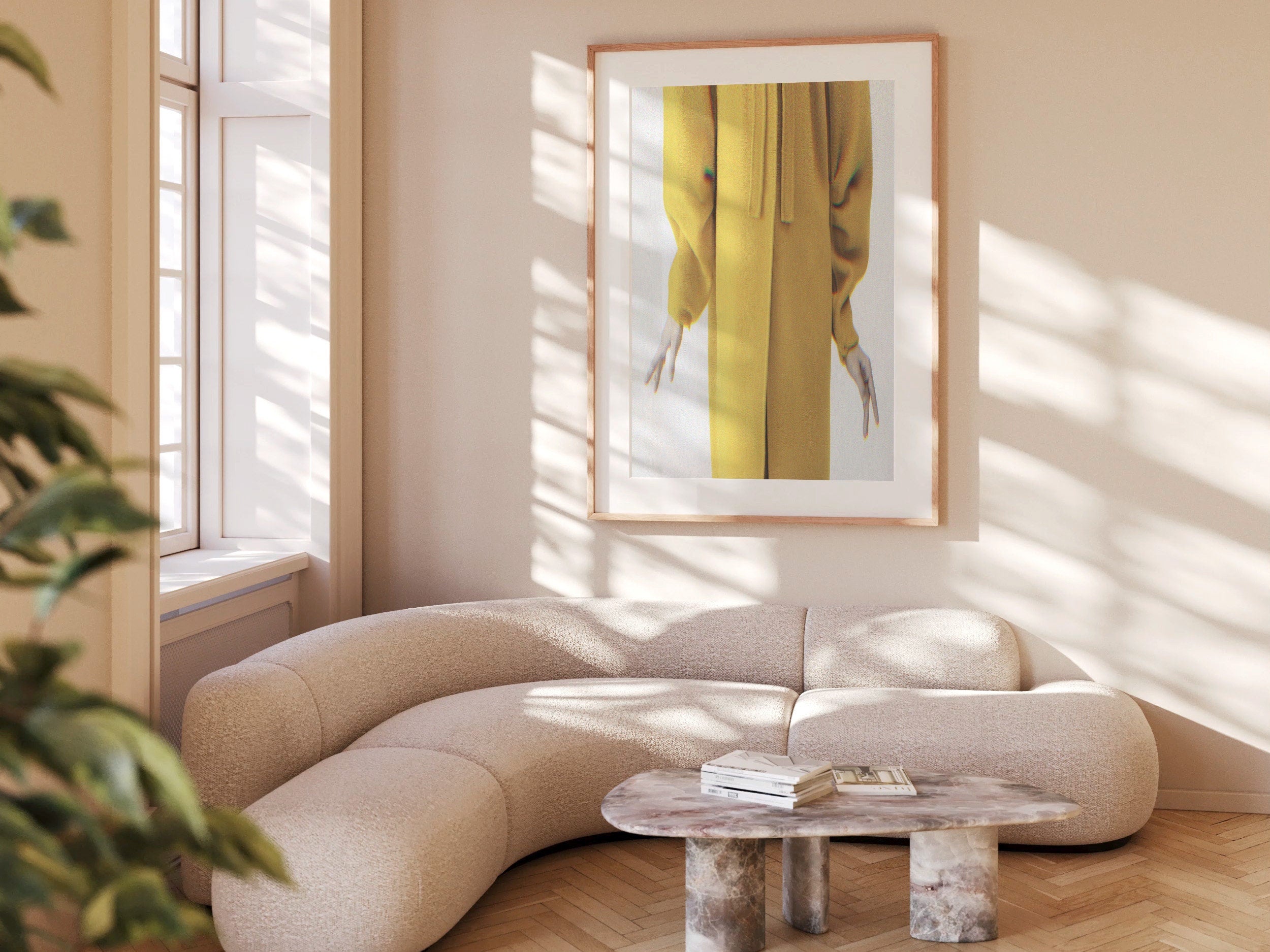 Surrealist Altered Portrait Photo Artwork - White and Yellow Eclectic Bohemian Wall Decor for Home, Office | Untitled (214) Giclée Print