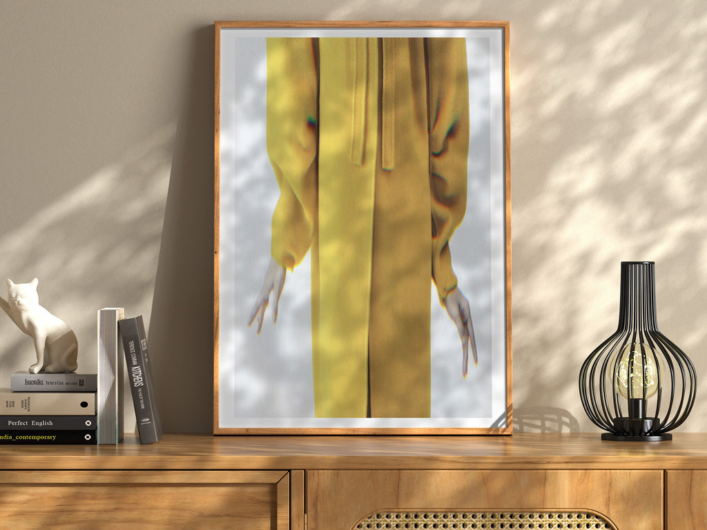 Surrealist Altered Portrait Photo Artwork - White and Yellow Eclectic Bohemian Wall Decor for Home, Office | Untitled (214) Giclée Print