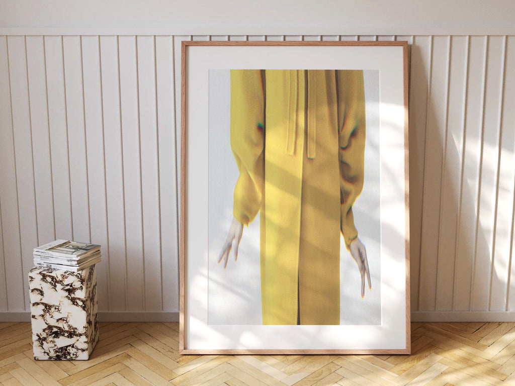 Surrealist Altered Portrait Photo Artwork - White and Yellow Eclectic Bohemian Wall Decor for Home, Office | Untitled (214) Giclée Print